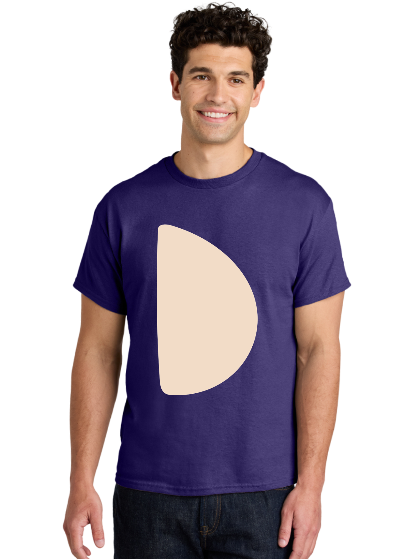 D Men'S Graphic Tee, 100% Cotton, Comfortable Casual Summer Wear, Machine Washable, Pacman Character, Simple Design, Minimalist Art, Beige Color, Retro Gaming, Iconic Symbol, Classic Video Game Aae009