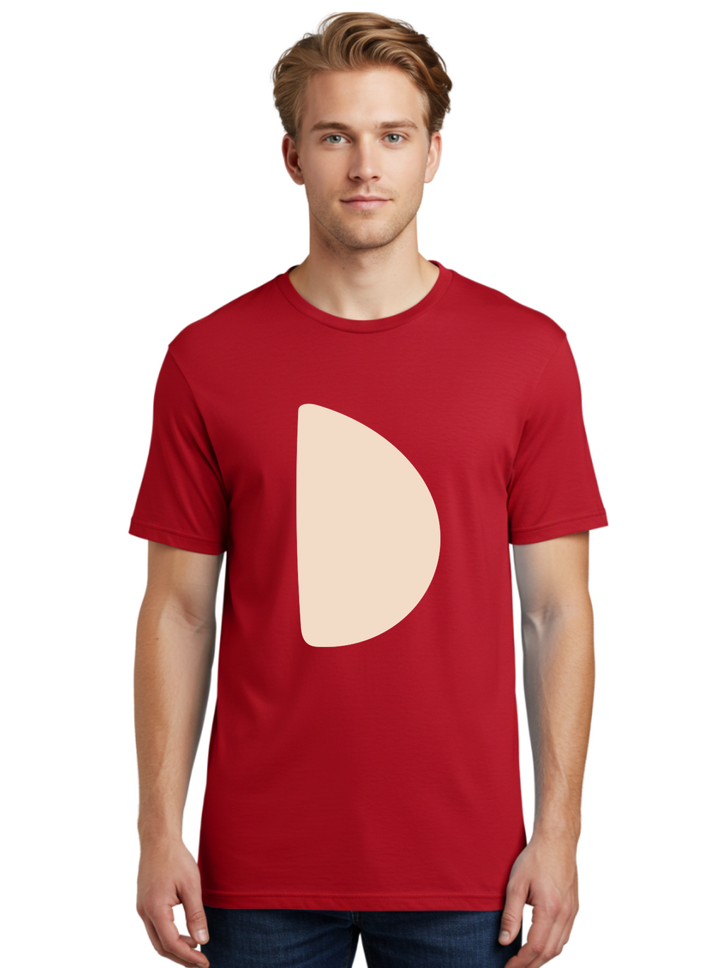 D Men'S Graphic Tee, 100% Cotton, Comfortable Casual Summer Wear, Machine Washable, Pacman Character, Simple Design, Minimalist Art, Beige Color, Retro Gaming, Iconic Symbol, Classic Video Game Aae009