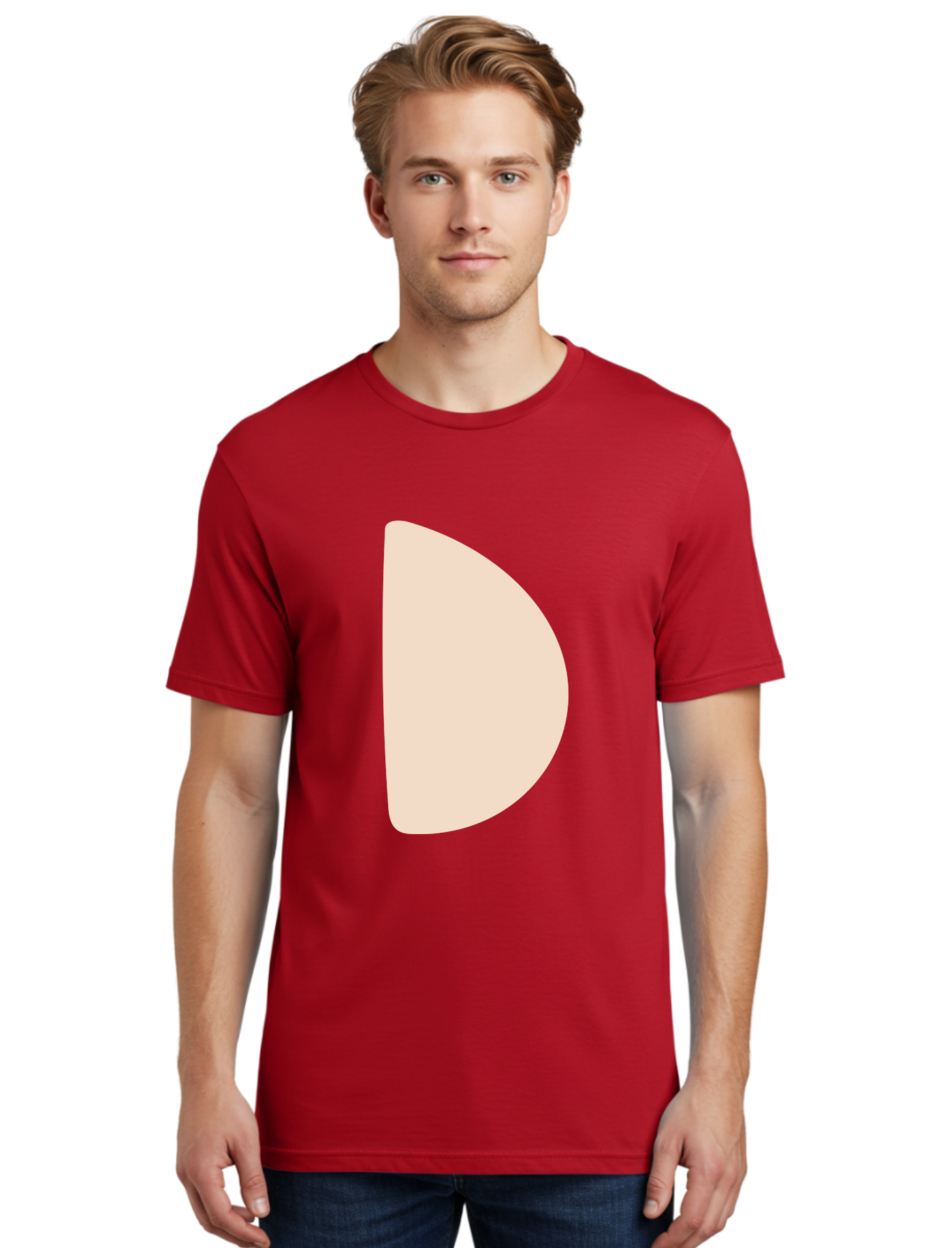 D Men'S Graphic Tee, 100% Cotton, Comfortable Casual Summer Wear, Machine Washable, Pacman Character, Simple Design, Minimalist Art, Beige Color, Retro Gaming, Iconic Symbol, Classic Video Game Aae009