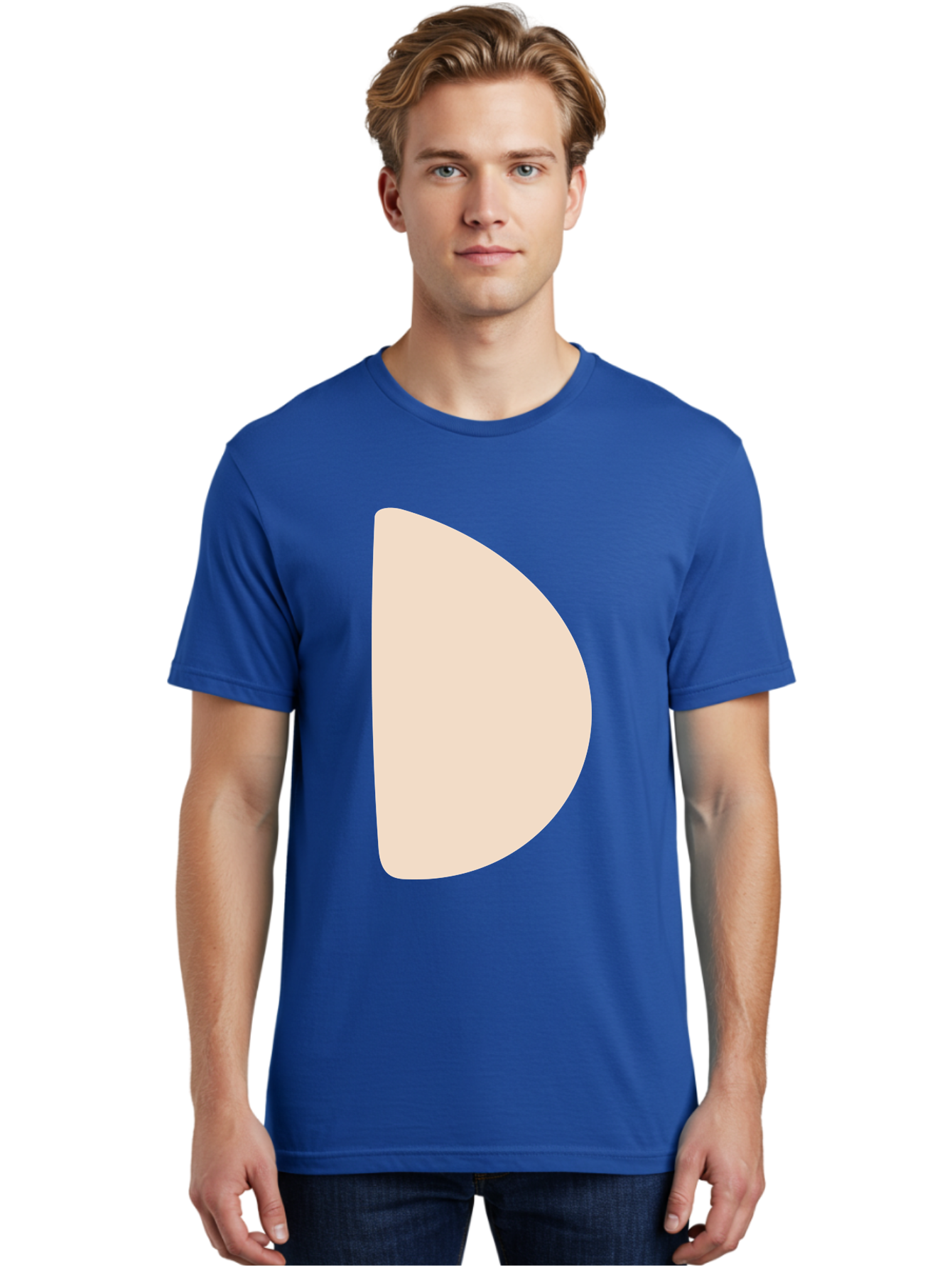 D Men'S Graphic Tee, 100% Cotton, Comfortable Casual Summer Wear, Machine Washable, Pacman Character, Simple Design, Minimalist Art, Beige Color, Retro Gaming, Iconic Symbol, Classic Video Game Aae009