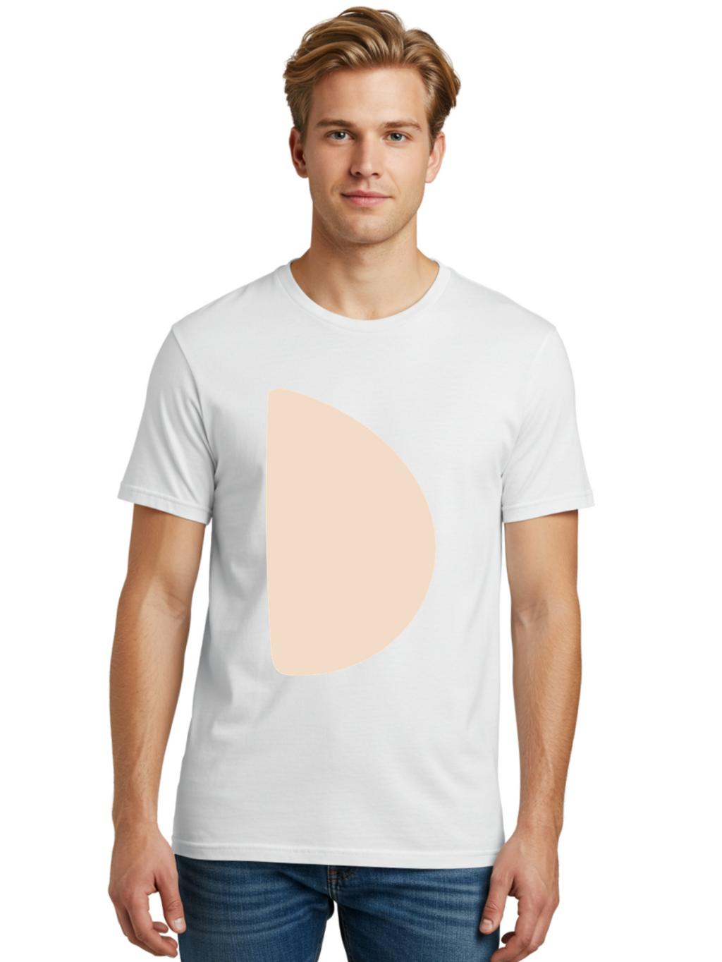 D Men'S Graphic Tee, 100% Cotton, Comfortable Casual Summer Wear, Machine Washable, Pacman Character, Simple Design, Minimalist Art, Beige Color, Retro Gaming, Iconic Symbol, Classic Video Game Aae009