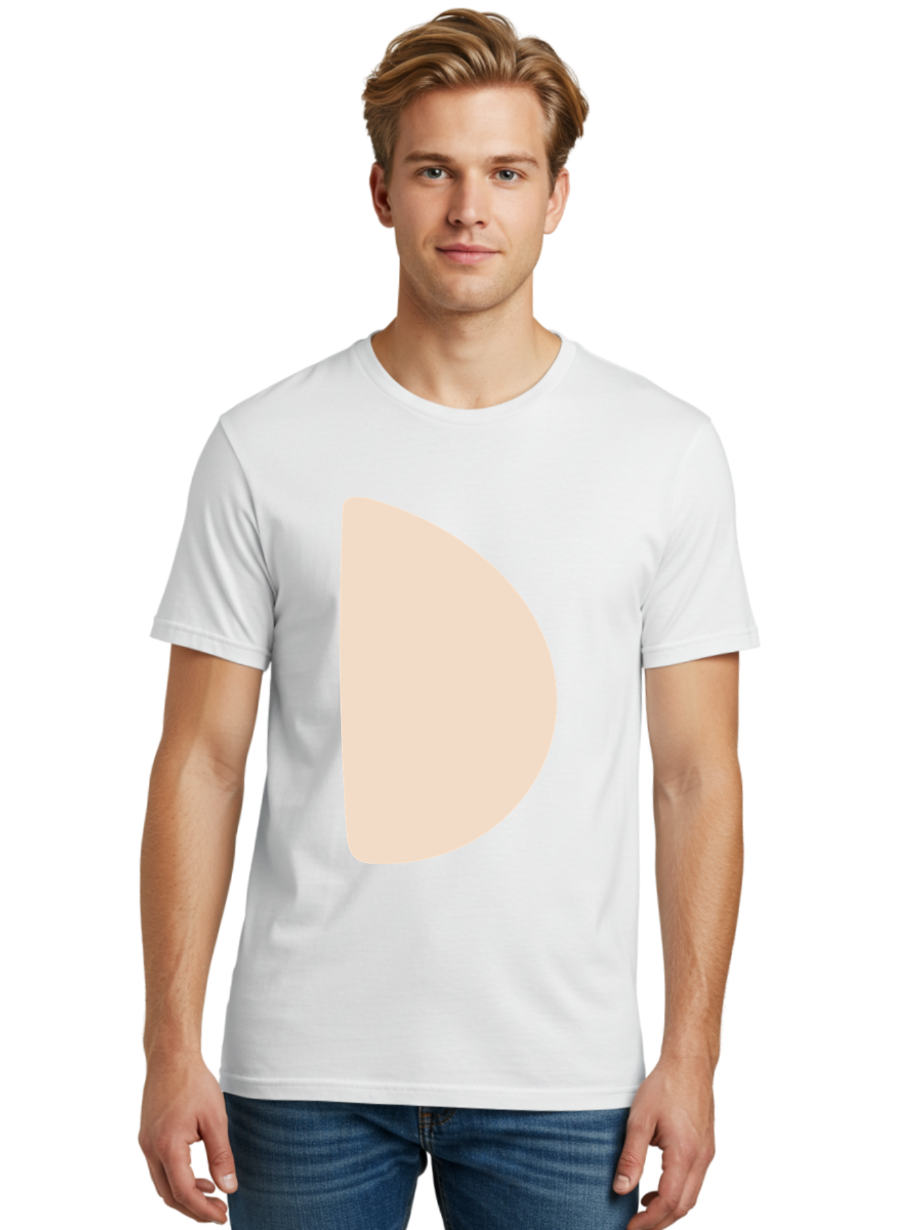 D Men'S Graphic Tee, 100% Cotton, Comfortable Casual Summer Wear, Machine Washable, Pacman Character, Simple Design, Minimalist Art, Beige Color, Retro Gaming, Iconic Symbol, Classic Video Game Aae009