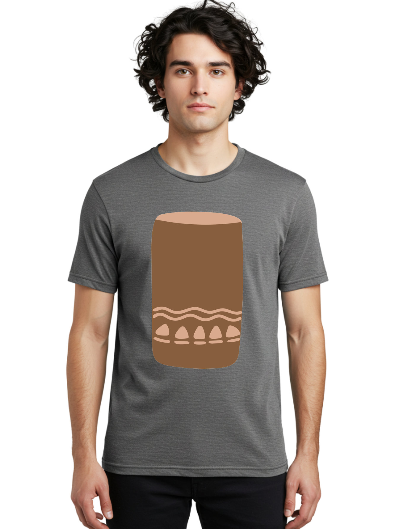 Drum Men'S Graphic Tee, 100% Cotton, Comfortable Casual Summer Wear, Machine Washable, Cigar Illustration, Brown Cigar, Beige Accents, Wavy Lines, Teardrop Shapes, Smoking Accessory, Luxury Item, Digital Art Aae012