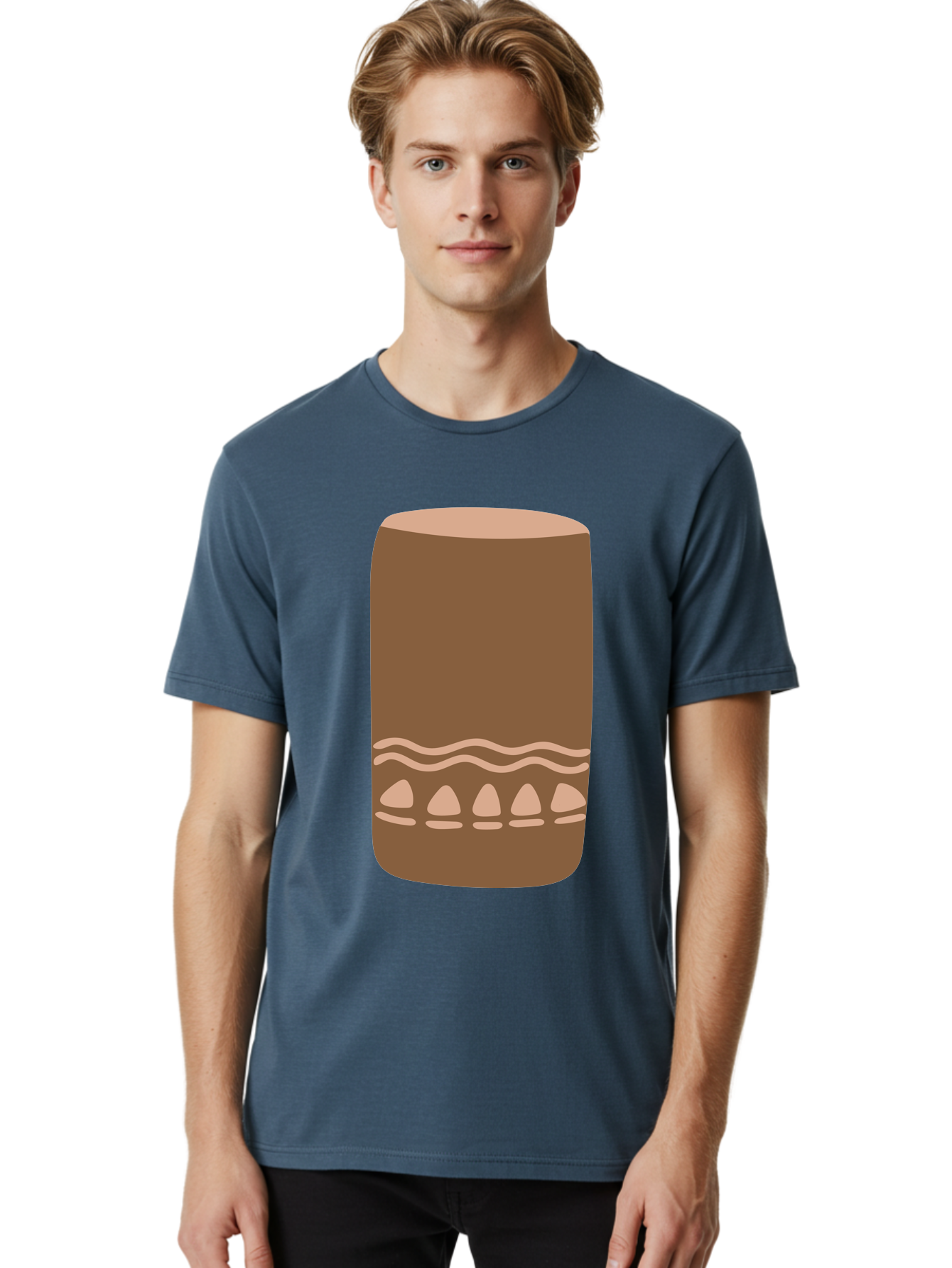 Drum Men'S Graphic Tee, 100% Cotton, Comfortable Casual Summer Wear, Machine Washable, Cigar Illustration, Brown Cigar, Beige Accents, Wavy Lines, Teardrop Shapes, Smoking Accessory, Luxury Item, Digital Art Aae012