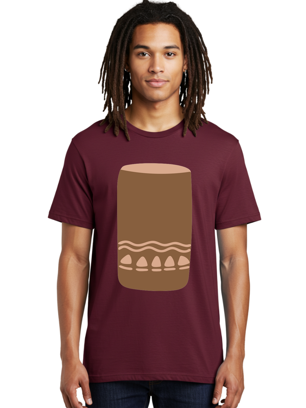 Drum Men'S Graphic Tee, 100% Cotton, Comfortable Casual Summer Wear, Machine Washable, Cigar Illustration, Brown Cigar, Beige Accents, Wavy Lines, Teardrop Shapes, Smoking Accessory, Luxury Item, Digital Art Aae012