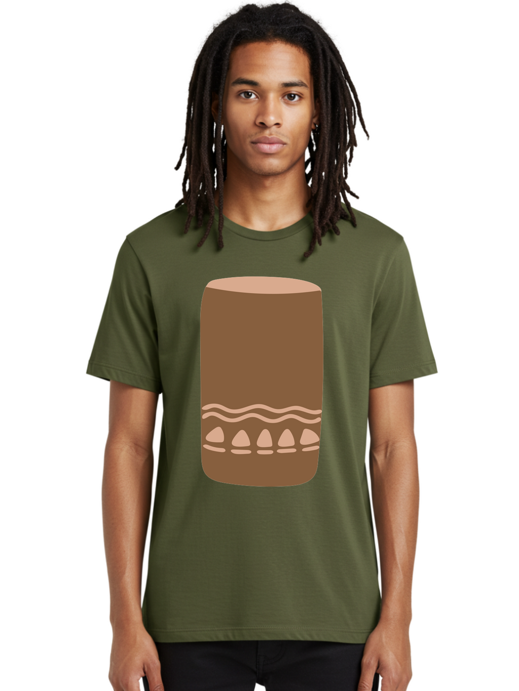 Drum Men'S Graphic Tee, 100% Cotton, Comfortable Casual Summer Wear, Machine Washable, Cigar Illustration, Brown Cigar, Beige Accents, Wavy Lines, Teardrop Shapes, Smoking Accessory, Luxury Item, Digital Art Aae012