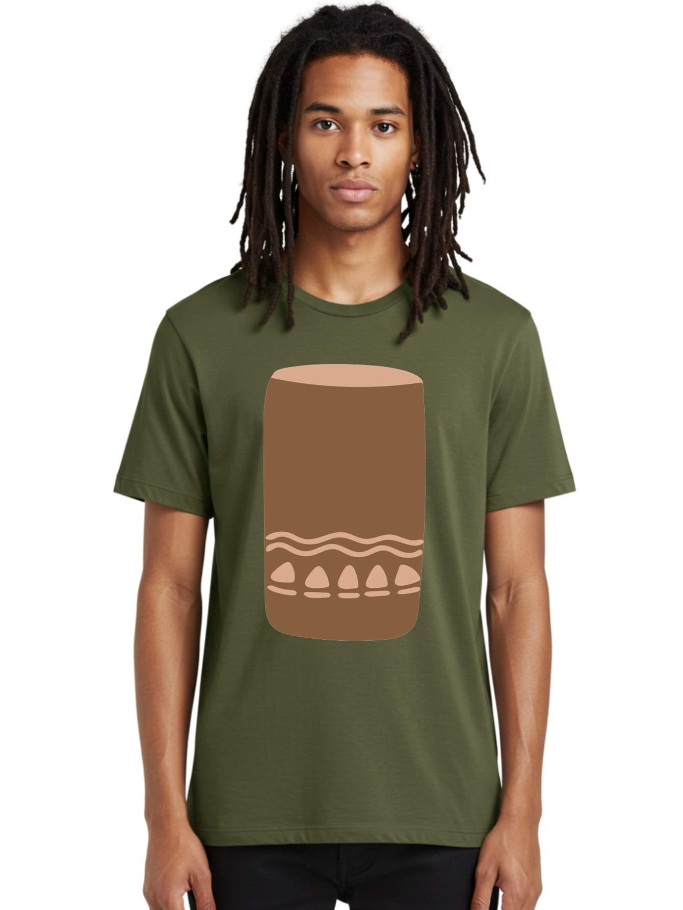 Drum Men'S Graphic Tee, 100% Cotton, Comfortable Casual Summer Wear, Machine Washable, Cigar Illustration, Brown Cigar, Beige Accents, Wavy Lines, Teardrop Shapes, Smoking Accessory, Luxury Item, Digital Art Aae012