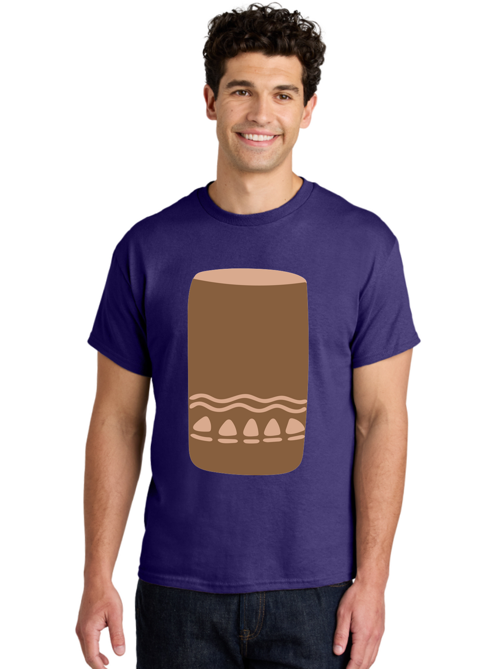 Drum Men'S Graphic Tee, 100% Cotton, Comfortable Casual Summer Wear, Machine Washable, Cigar Illustration, Brown Cigar, Beige Accents, Wavy Lines, Teardrop Shapes, Smoking Accessory, Luxury Item, Digital Art Aae012