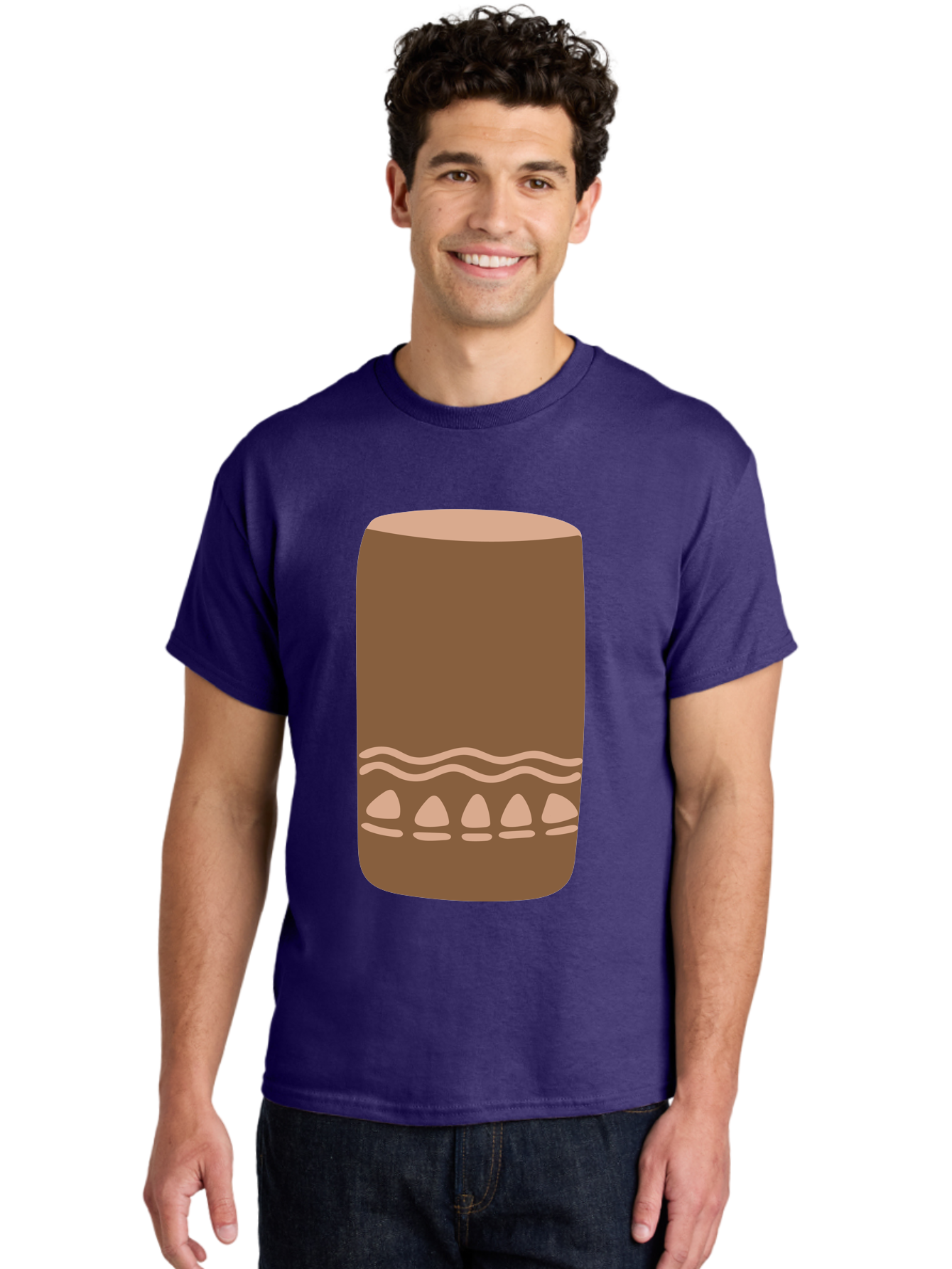 Drum Men'S Graphic Tee, 100% Cotton, Comfortable Casual Summer Wear, Machine Washable, Cigar Illustration, Brown Cigar, Beige Accents, Wavy Lines, Teardrop Shapes, Smoking Accessory, Luxury Item, Digital Art Aae012