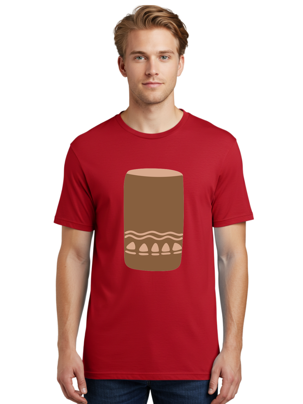 Drum Men'S Graphic Tee, 100% Cotton, Comfortable Casual Summer Wear, Machine Washable, Cigar Illustration, Brown Cigar, Beige Accents, Wavy Lines, Teardrop Shapes, Smoking Accessory, Luxury Item, Digital Art Aae012