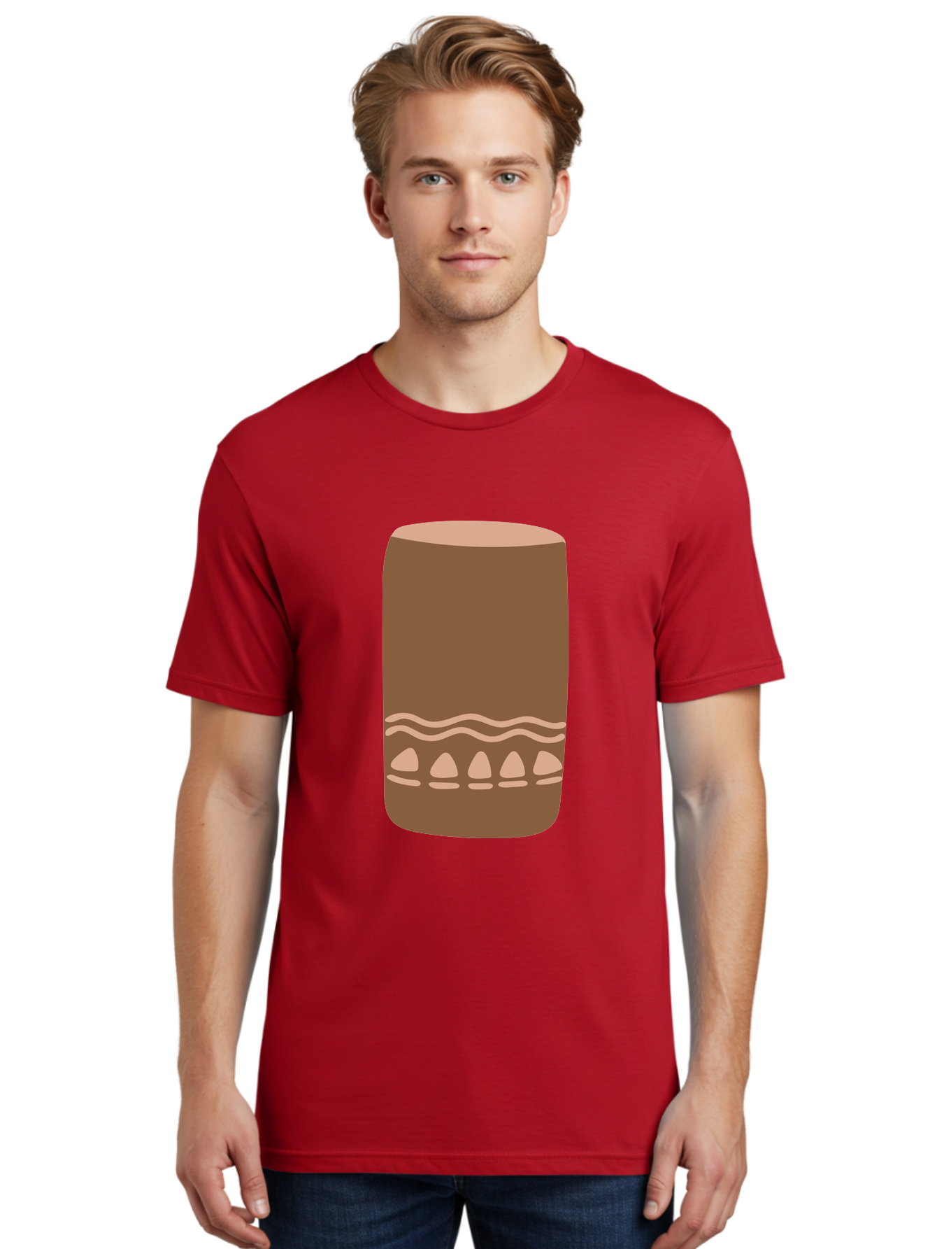 Drum Men'S Graphic Tee, 100% Cotton, Comfortable Casual Summer Wear, Machine Washable, Cigar Illustration, Brown Cigar, Beige Accents, Wavy Lines, Teardrop Shapes, Smoking Accessory, Luxury Item, Digital Art Aae012