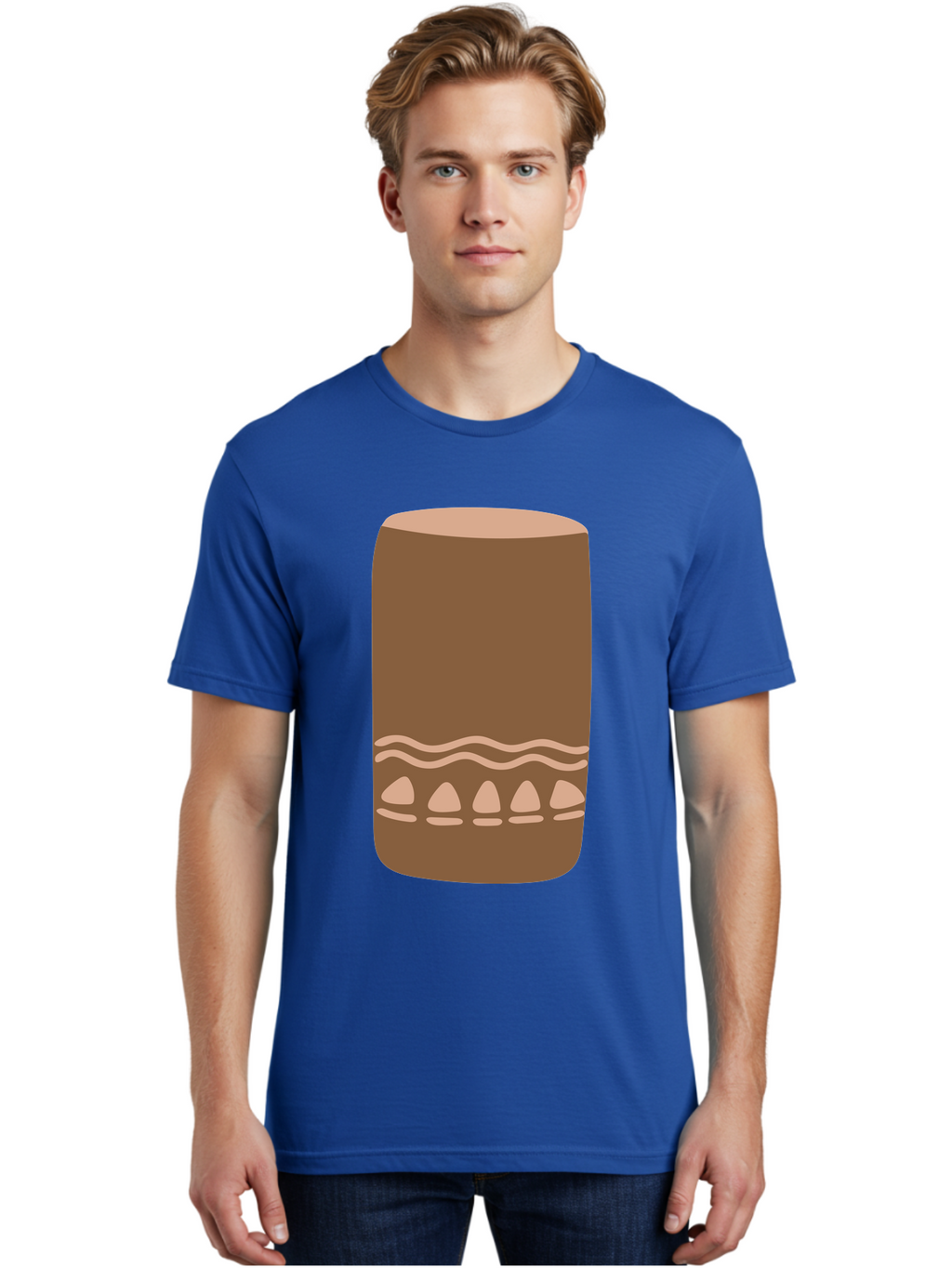 Drum Men'S Graphic Tee, 100% Cotton, Comfortable Casual Summer Wear, Machine Washable, Cigar Illustration, Brown Cigar, Beige Accents, Wavy Lines, Teardrop Shapes, Smoking Accessory, Luxury Item, Digital Art Aae012