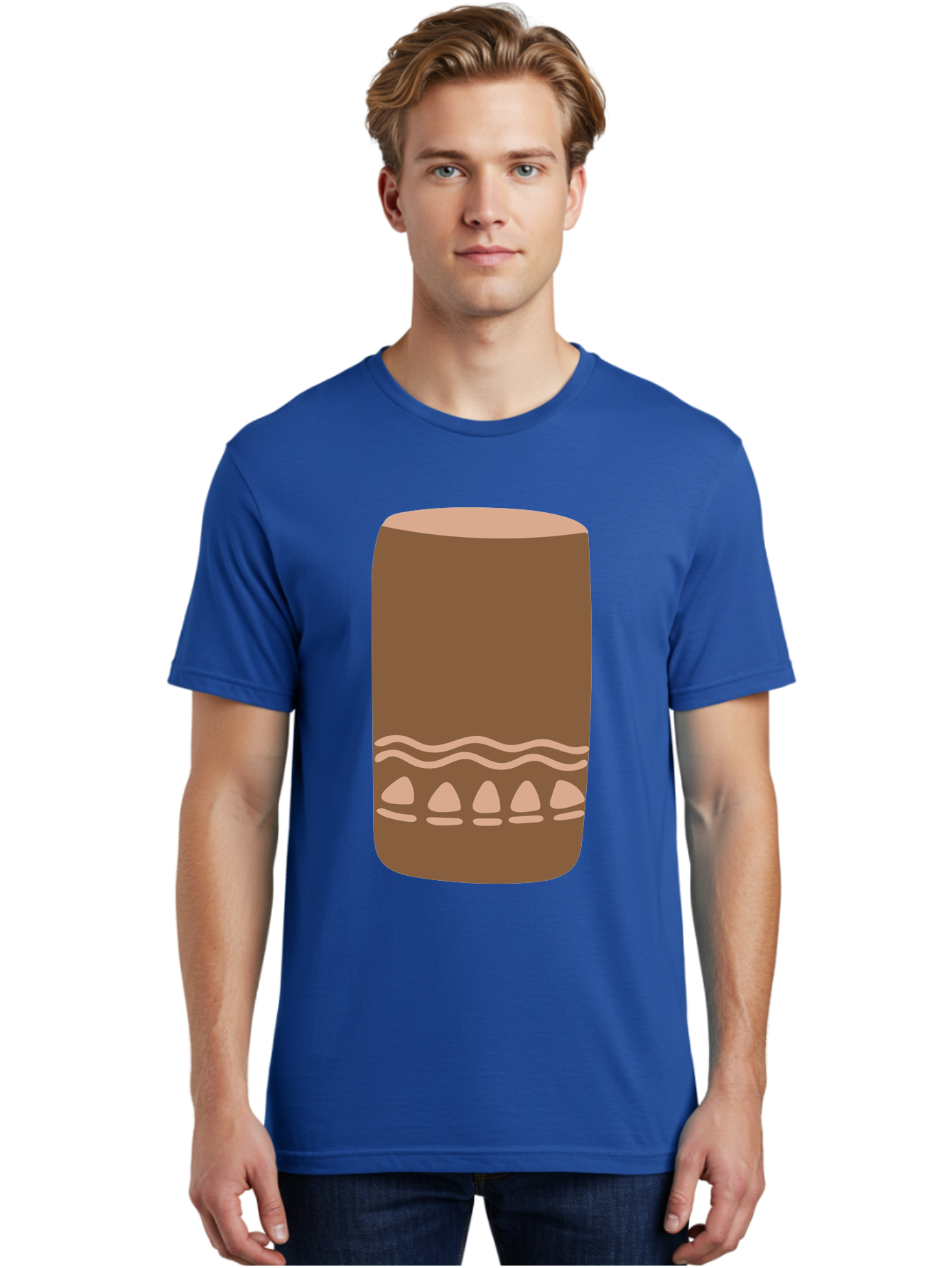 Drum Men'S Graphic Tee, 100% Cotton, Comfortable Casual Summer Wear, Machine Washable, Cigar Illustration, Brown Cigar, Beige Accents, Wavy Lines, Teardrop Shapes, Smoking Accessory, Luxury Item, Digital Art Aae012