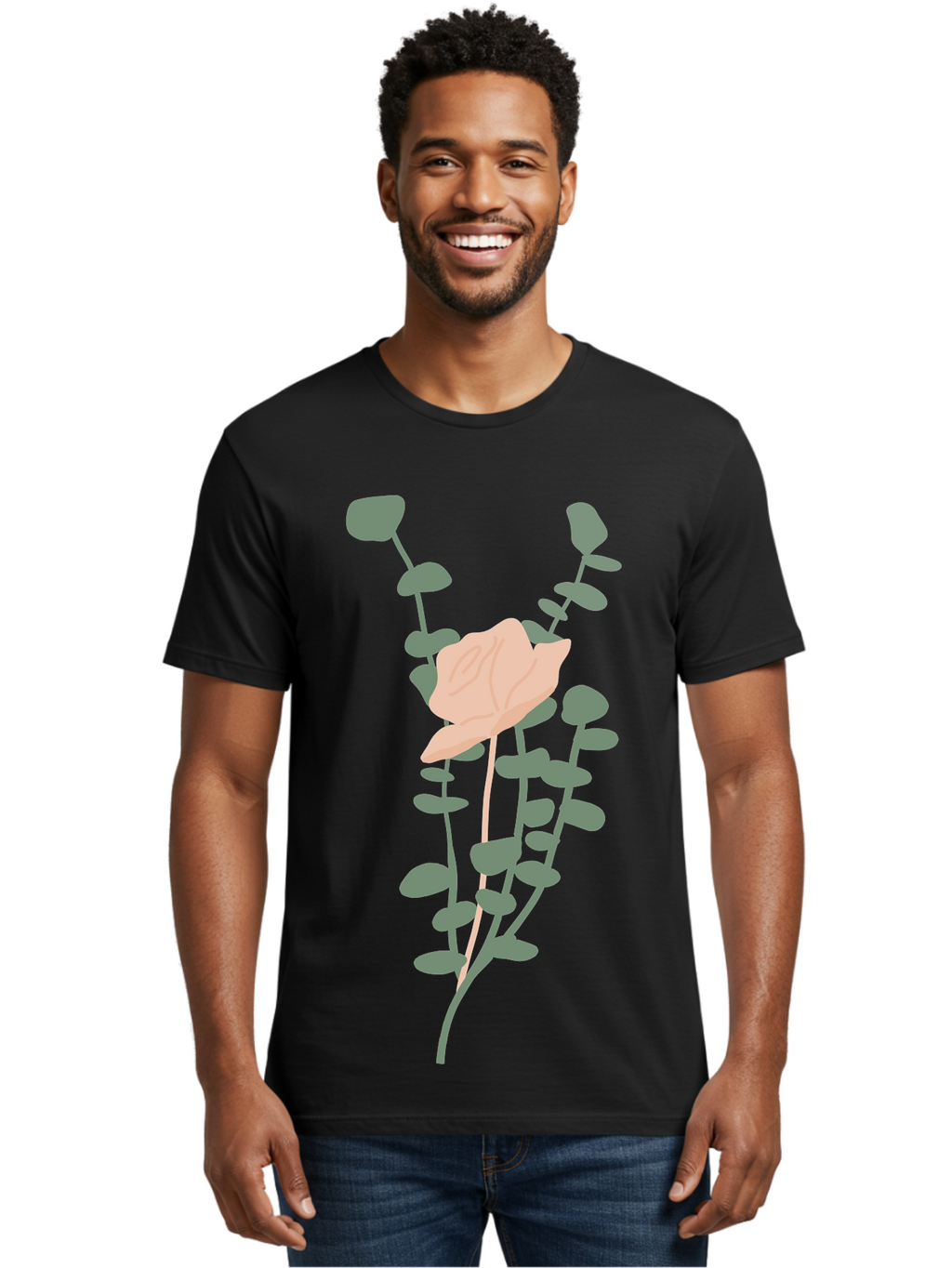 Falling-Leaves Men'S Graphic Tee, 100% Cotton, Comfortable Casual Summer Wear, Machine Washable, Pale Leaf, Gray Leaves, Minimalist Design, Simple Shapes, Soft Colors, Abstract Art, Modern Illustration, Digital Graphics Aae014