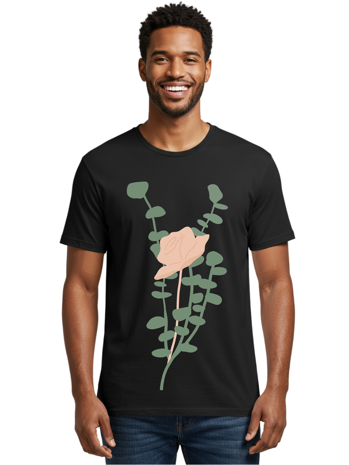 Falling-Leaves Men'S Graphic Tee, 100% Cotton, Comfortable Casual Summer Wear, Machine Washable, Pale Leaf, Gray Leaves, Minimalist Design, Simple Shapes, Soft Colors, Abstract Art, Modern Illustration, Digital Graphics Aae014
