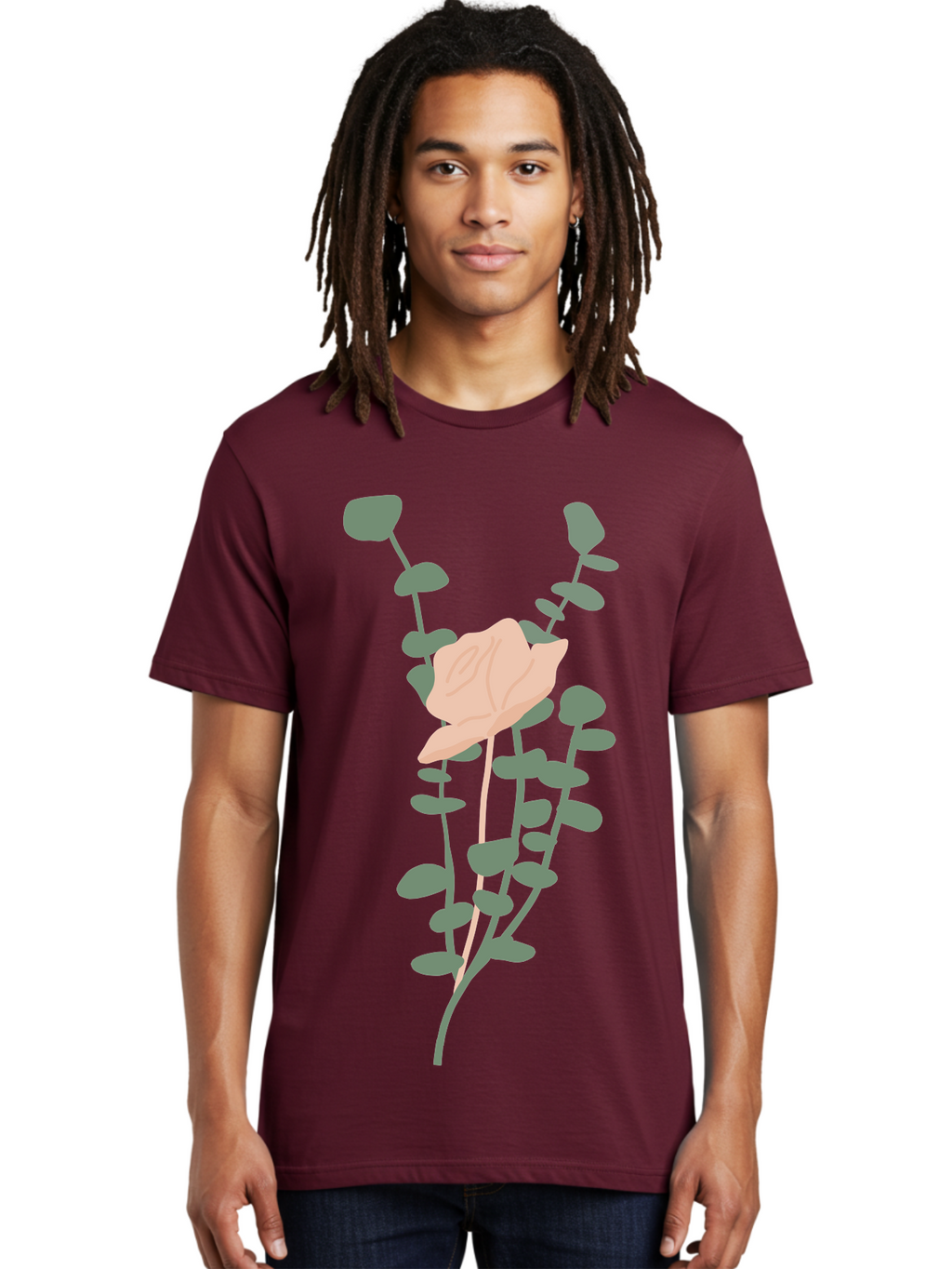 Falling-Leaves Men'S Graphic Tee, 100% Cotton, Comfortable Casual Summer Wear, Machine Washable, Pale Leaf, Gray Leaves, Minimalist Design, Simple Shapes, Soft Colors, Abstract Art, Modern Illustration, Digital Graphics Aae014