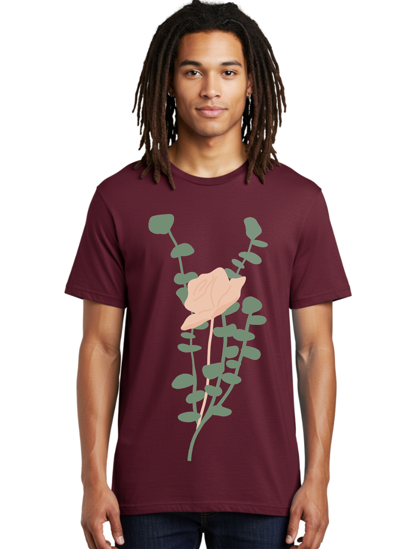 Falling-Leaves Men'S Graphic Tee, 100% Cotton, Comfortable Casual Summer Wear, Machine Washable, Pale Leaf, Gray Leaves, Minimalist Design, Simple Shapes, Soft Colors, Abstract Art, Modern Illustration, Digital Graphics Aae014