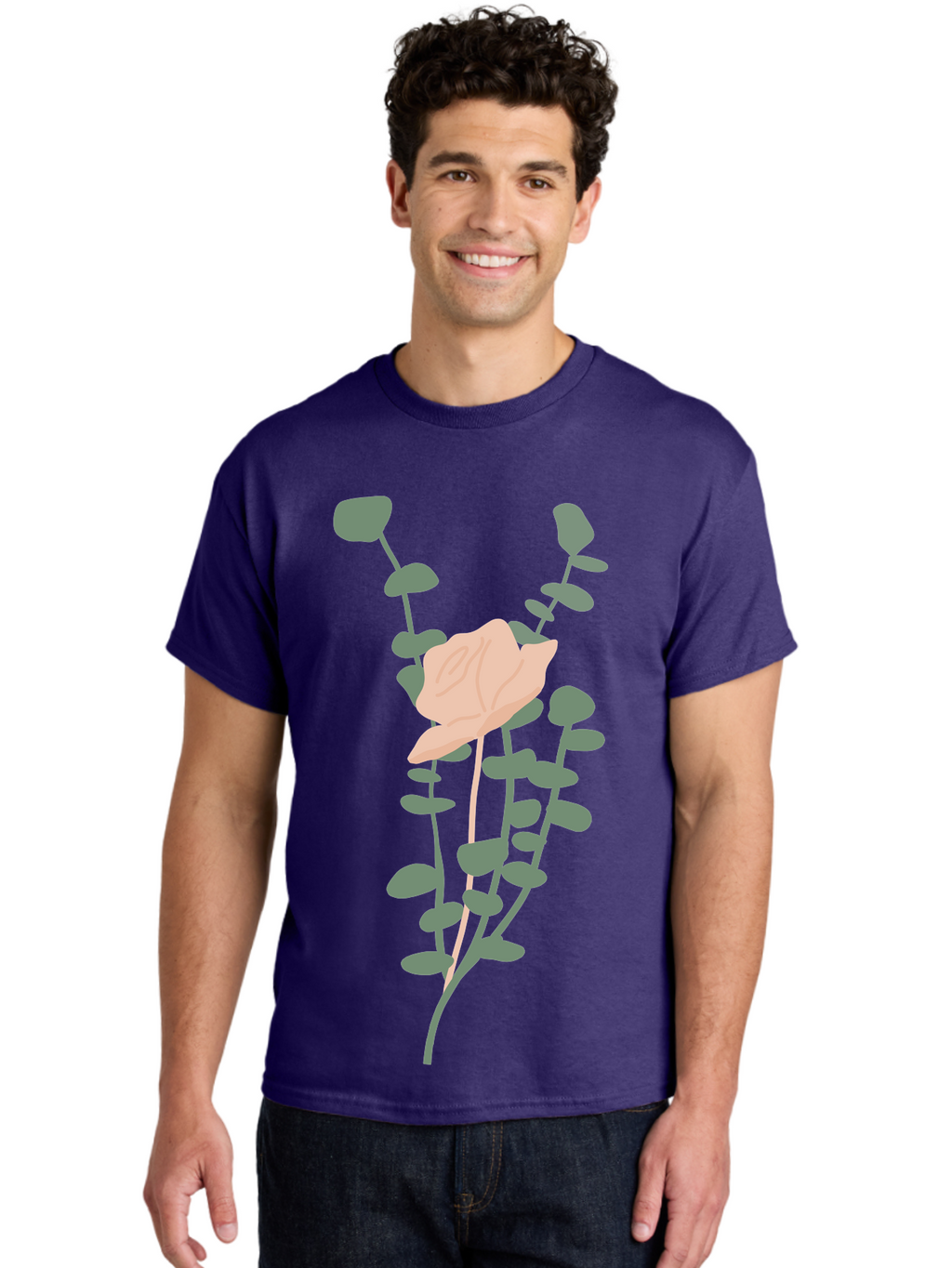 Falling-Leaves Men'S Graphic Tee, 100% Cotton, Comfortable Casual Summer Wear, Machine Washable, Pale Leaf, Gray Leaves, Minimalist Design, Simple Shapes, Soft Colors, Abstract Art, Modern Illustration, Digital Graphics Aae014