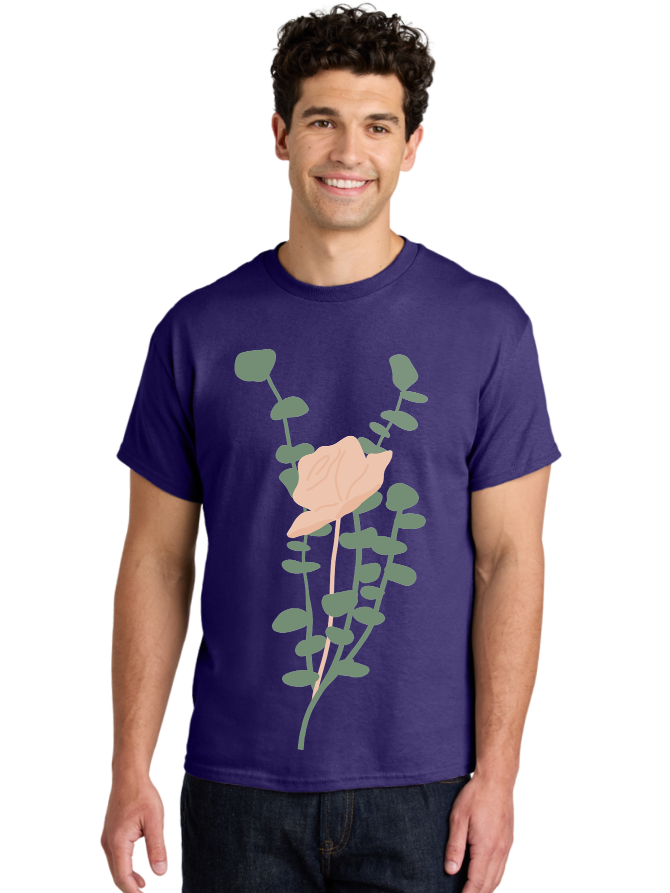 Falling-Leaves Men'S Graphic Tee, 100% Cotton, Comfortable Casual Summer Wear, Machine Washable, Pale Leaf, Gray Leaves, Minimalist Design, Simple Shapes, Soft Colors, Abstract Art, Modern Illustration, Digital Graphics Aae014