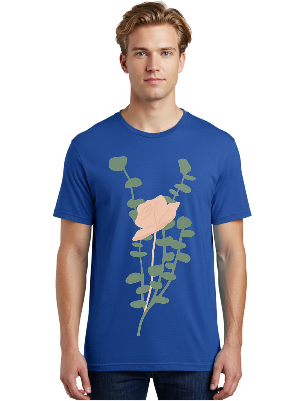 Falling-Leaves Men'S Graphic Tee, 100% Cotton, Comfortable Casual Summer Wear, Machine Washable, Pale Leaf, Gray Leaves, Minimalist Design, Simple Shapes, Soft Colors, Abstract Art, Modern Illustration, Digital Graphics Aae014