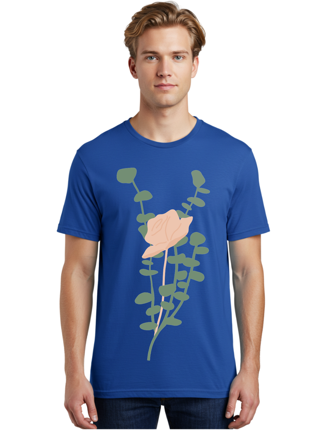 Falling-Leaves Men'S Graphic Tee, 100% Cotton, Comfortable Casual Summer Wear, Machine Washable, Pale Leaf, Gray Leaves, Minimalist Design, Simple Shapes, Soft Colors, Abstract Art, Modern Illustration, Digital Graphics Aae014