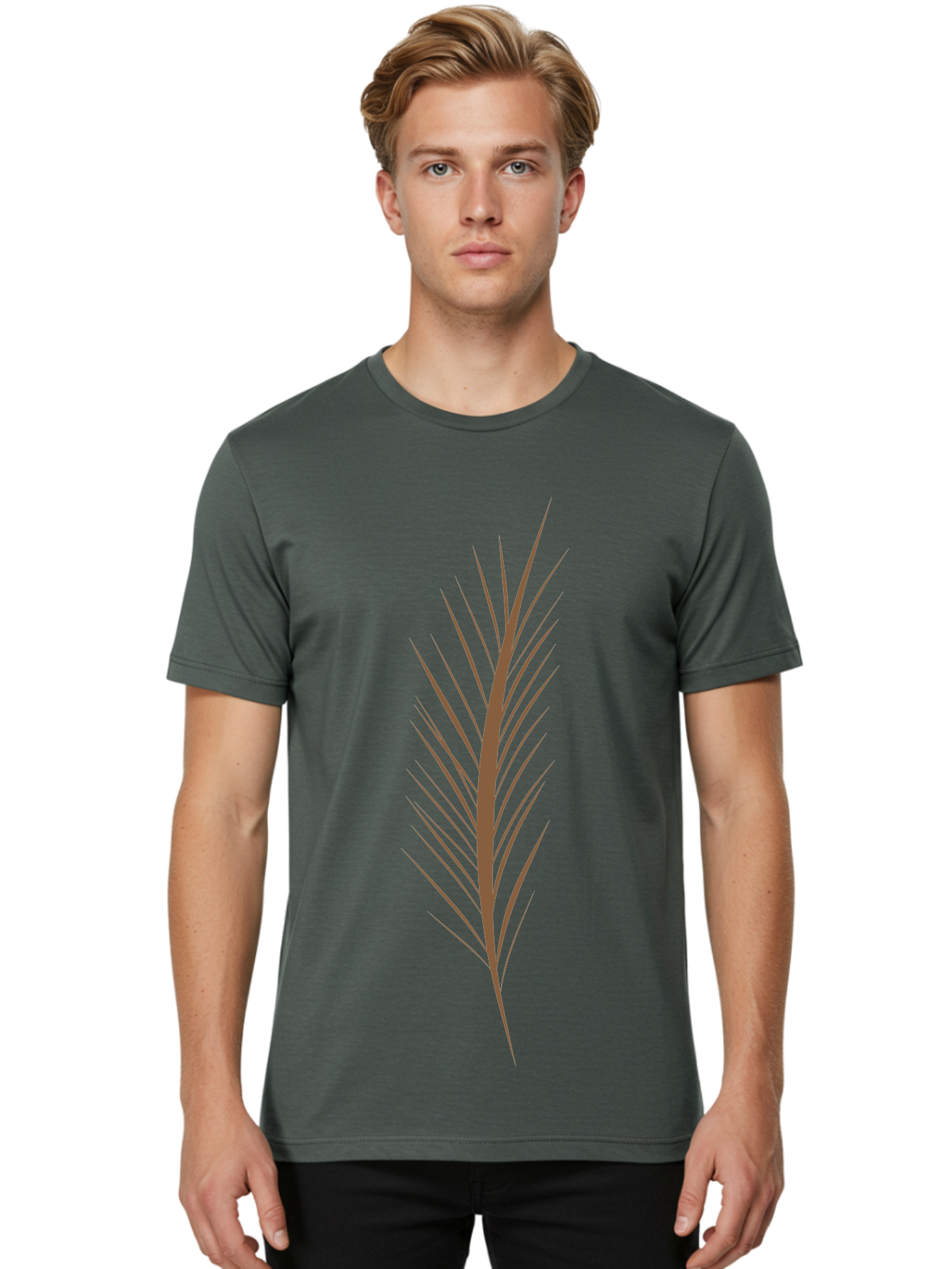 Feather-1 Men'S Graphic Tee, 100% Cotton, Comfortable Casual Summer Wear, Machine Washable, Red Feather, Stylized Feather, Minimalist Design, Abstract Art, Geometric Shapes, Modern Graphics, Feather Icon Aae015