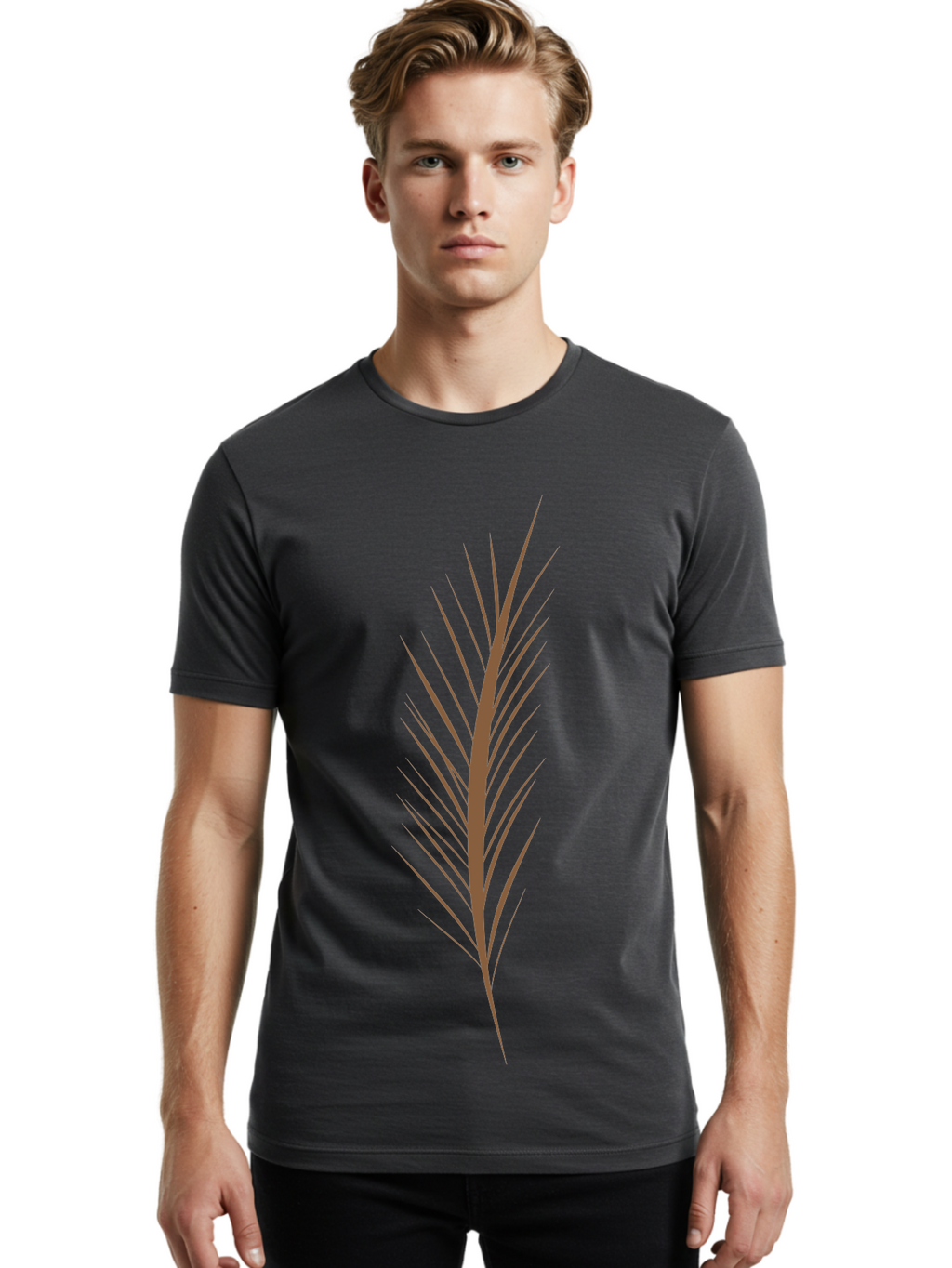 Feather-1 Men'S Graphic Tee, 100% Cotton, Comfortable Casual Summer Wear, Machine Washable, Red Feather, Stylized Feather, Minimalist Design, Abstract Art, Geometric Shapes, Modern Graphics, Feather Icon Aae015