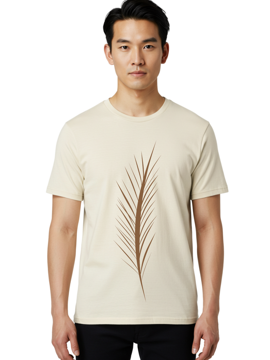 Feather-1 Men'S Graphic Tee, 100% Cotton, Comfortable Casual Summer Wear, Machine Washable, Red Feather, Stylized Feather, Minimalist Design, Abstract Art, Geometric Shapes, Modern Graphics, Feather Icon Aae015
