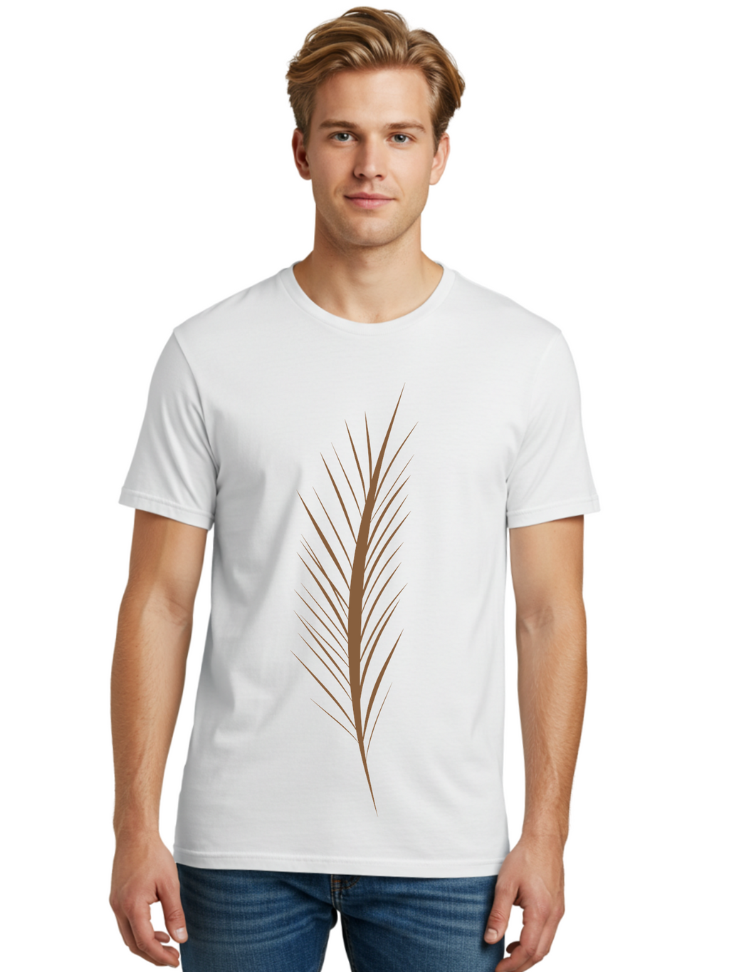 Feather-1 Men'S Graphic Tee, 100% Cotton, Comfortable Casual Summer Wear, Machine Washable, Red Feather, Stylized Feather, Minimalist Design, Abstract Art, Geometric Shapes, Modern Graphics, Feather Icon Aae015