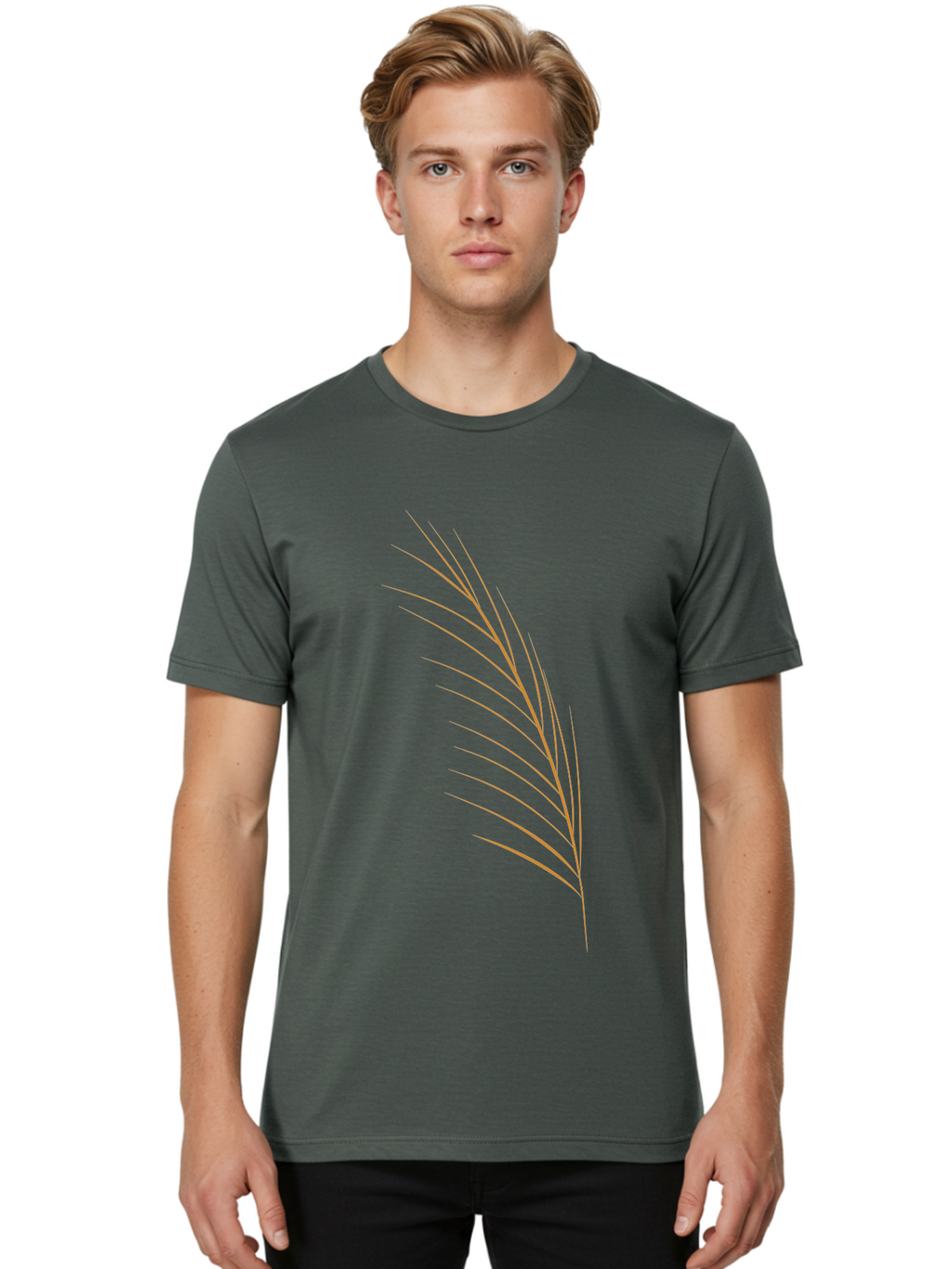 Feather-2 Men'S Graphic Tee, 100% Cotton, Comfortable Casual Summer Wear, Machine Washable, Red Feather, Minimalist Design, Simple Shapes, Modern Art, Abstract Illustration, Delicate Lines, Feather Icon, Symbolic Imagery Aae016