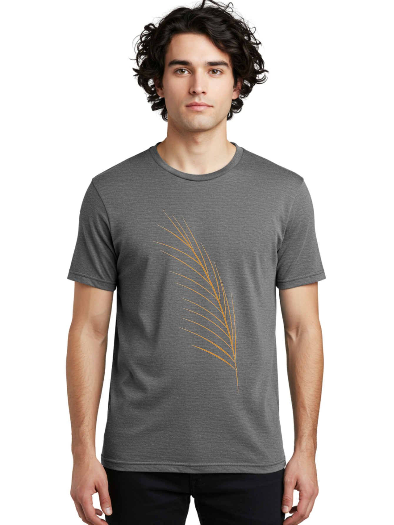 Feather-2 Men'S Graphic Tee, 100% Cotton, Comfortable Casual Summer Wear, Machine Washable, Red Feather, Minimalist Design, Simple Shapes, Modern Art, Abstract Illustration, Delicate Lines, Feather Icon, Symbolic Imagery Aae016
