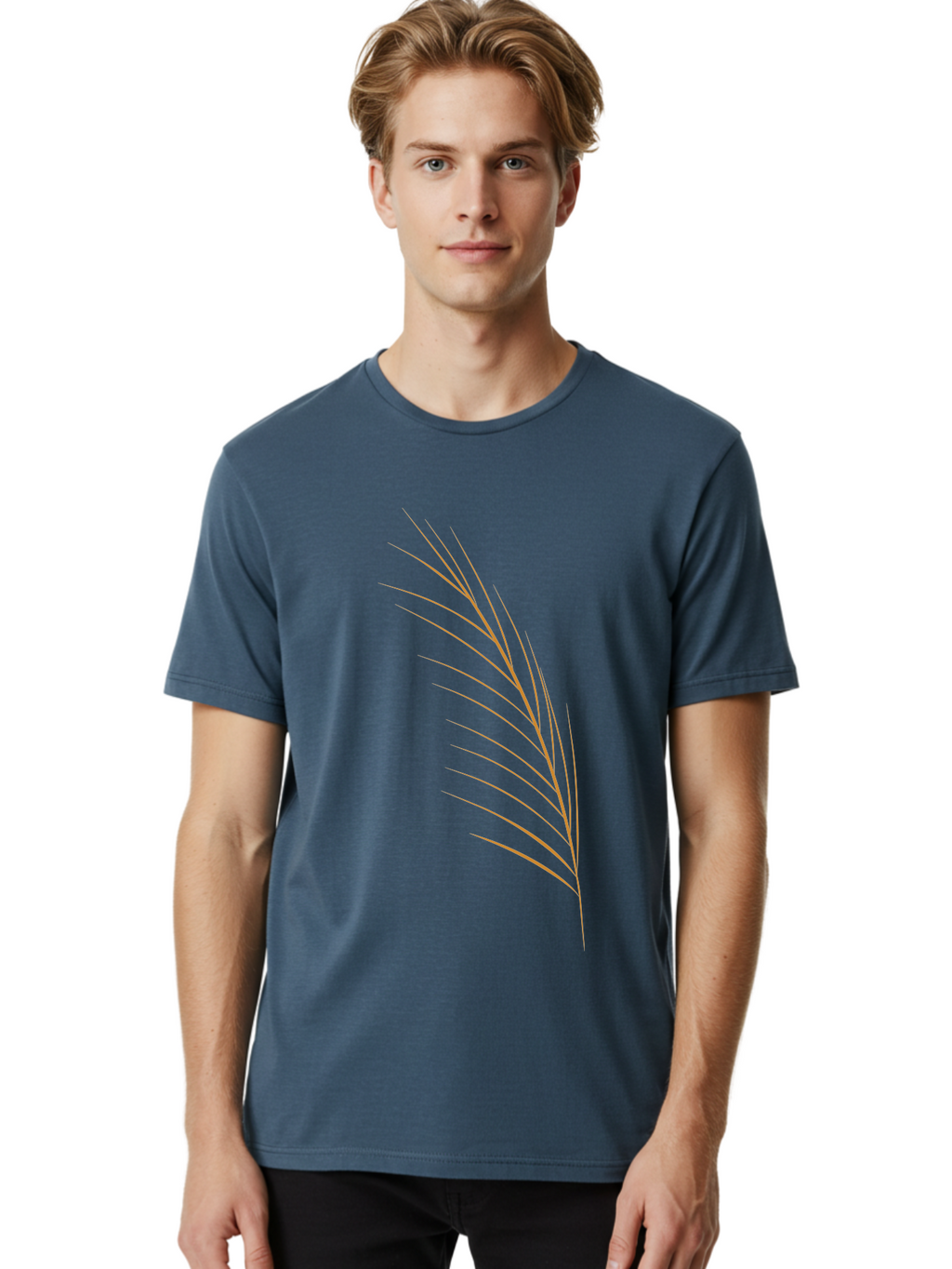 Feather-2 Men'S Graphic Tee, 100% Cotton, Comfortable Casual Summer Wear, Machine Washable, Red Feather, Minimalist Design, Simple Shapes, Modern Art, Abstract Illustration, Delicate Lines, Feather Icon, Symbolic Imagery Aae016