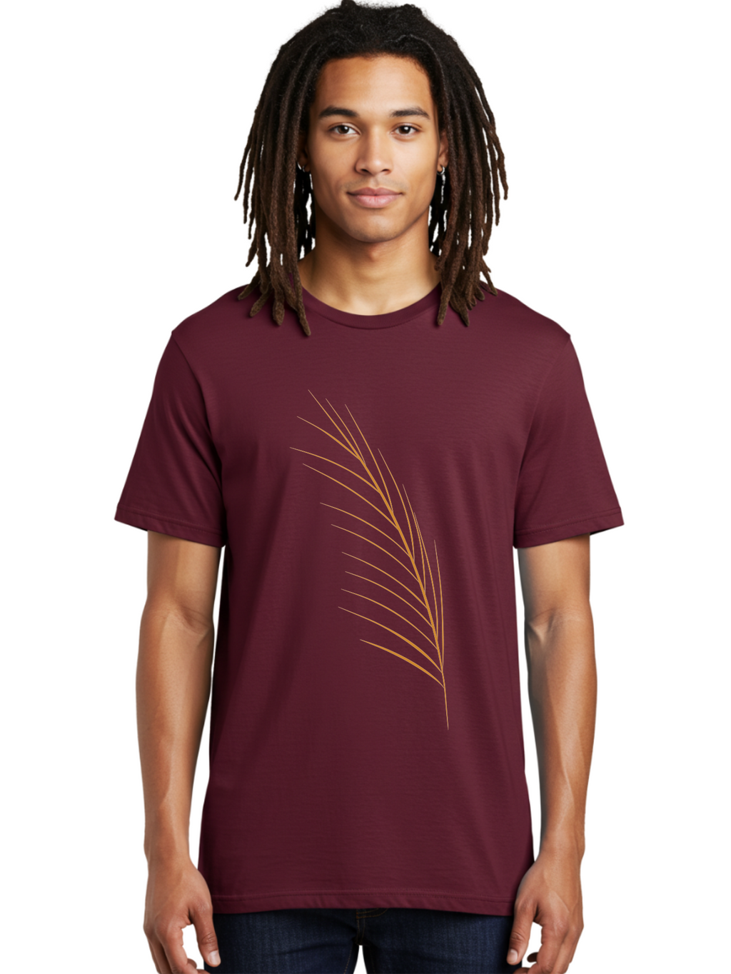 Feather-2 Men'S Graphic Tee, 100% Cotton, Comfortable Casual Summer Wear, Machine Washable, Red Feather, Minimalist Design, Simple Shapes, Modern Art, Abstract Illustration, Delicate Lines, Feather Icon, Symbolic Imagery Aae016
