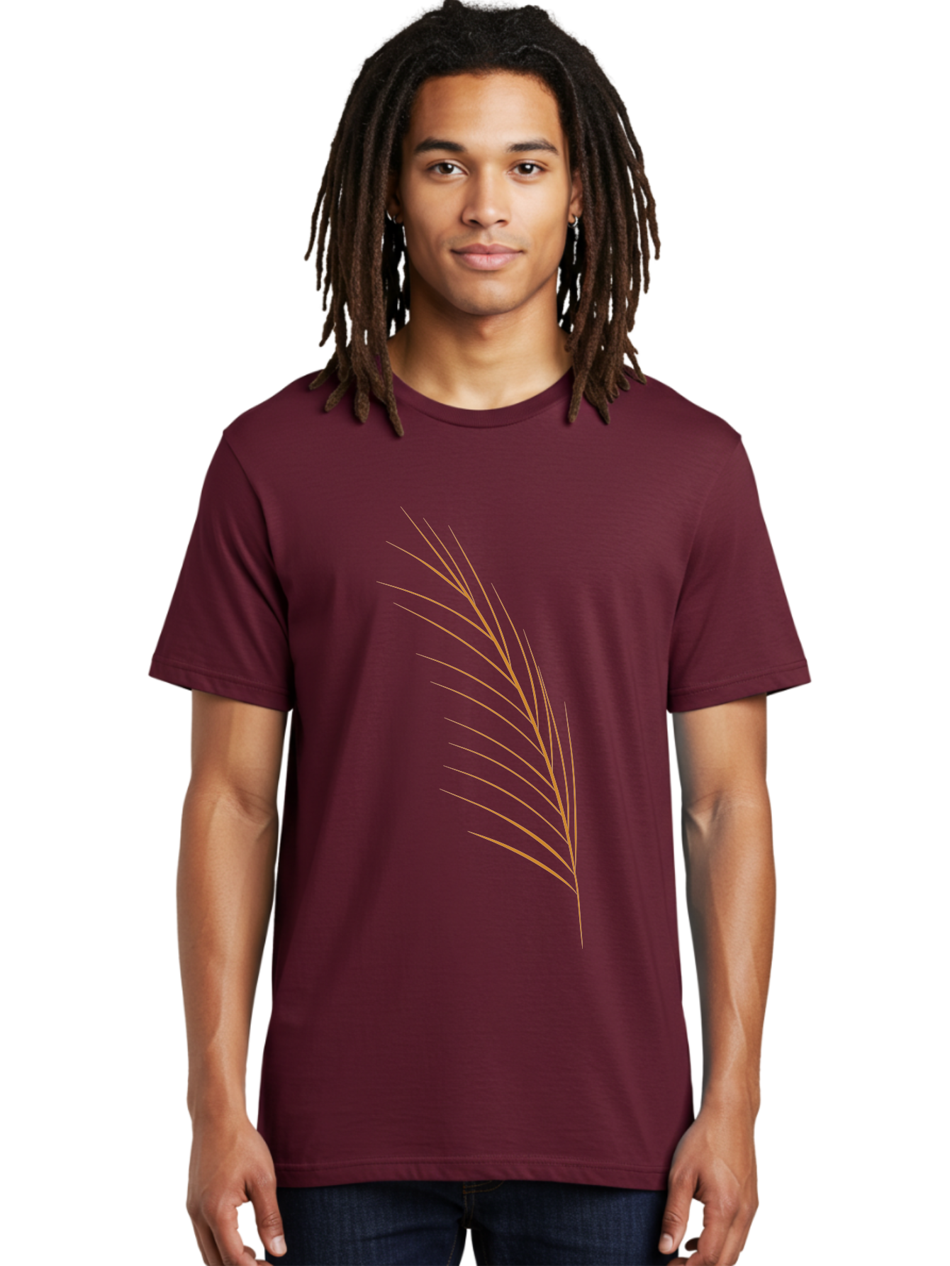 Feather-2 Men'S Graphic Tee, 100% Cotton, Comfortable Casual Summer Wear, Machine Washable, Red Feather, Minimalist Design, Simple Shapes, Modern Art, Abstract Illustration, Delicate Lines, Feather Icon, Symbolic Imagery Aae016