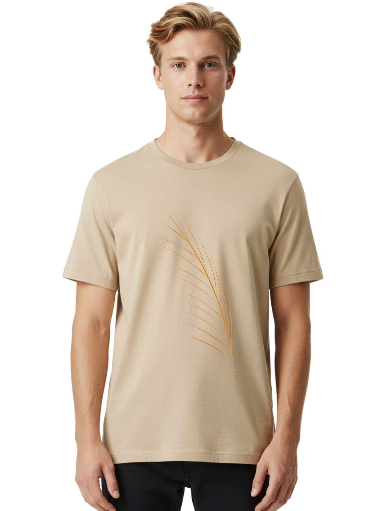 Feather-2 Men'S Graphic Tee, 100% Cotton, Comfortable Casual Summer Wear, Machine Washable, Red Feather, Minimalist Design, Simple Shapes, Modern Art, Abstract Illustration, Delicate Lines, Feather Icon, Symbolic Imagery Aae016