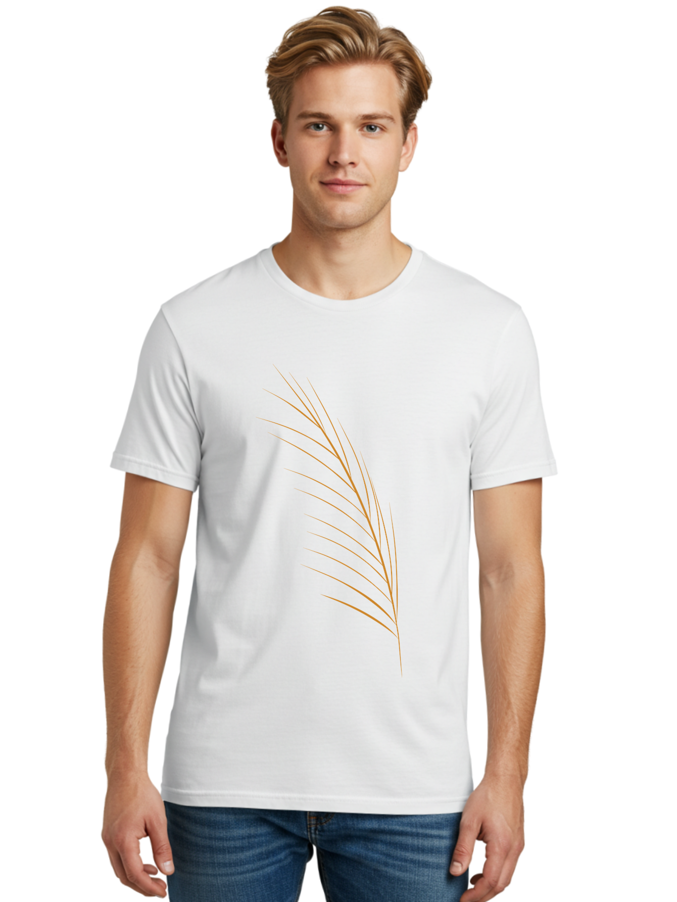 Feather-2 Men'S Graphic Tee, 100% Cotton, Comfortable Casual Summer Wear, Machine Washable, Red Feather, Minimalist Design, Simple Shapes, Modern Art, Abstract Illustration, Delicate Lines, Feather Icon, Symbolic Imagery Aae016