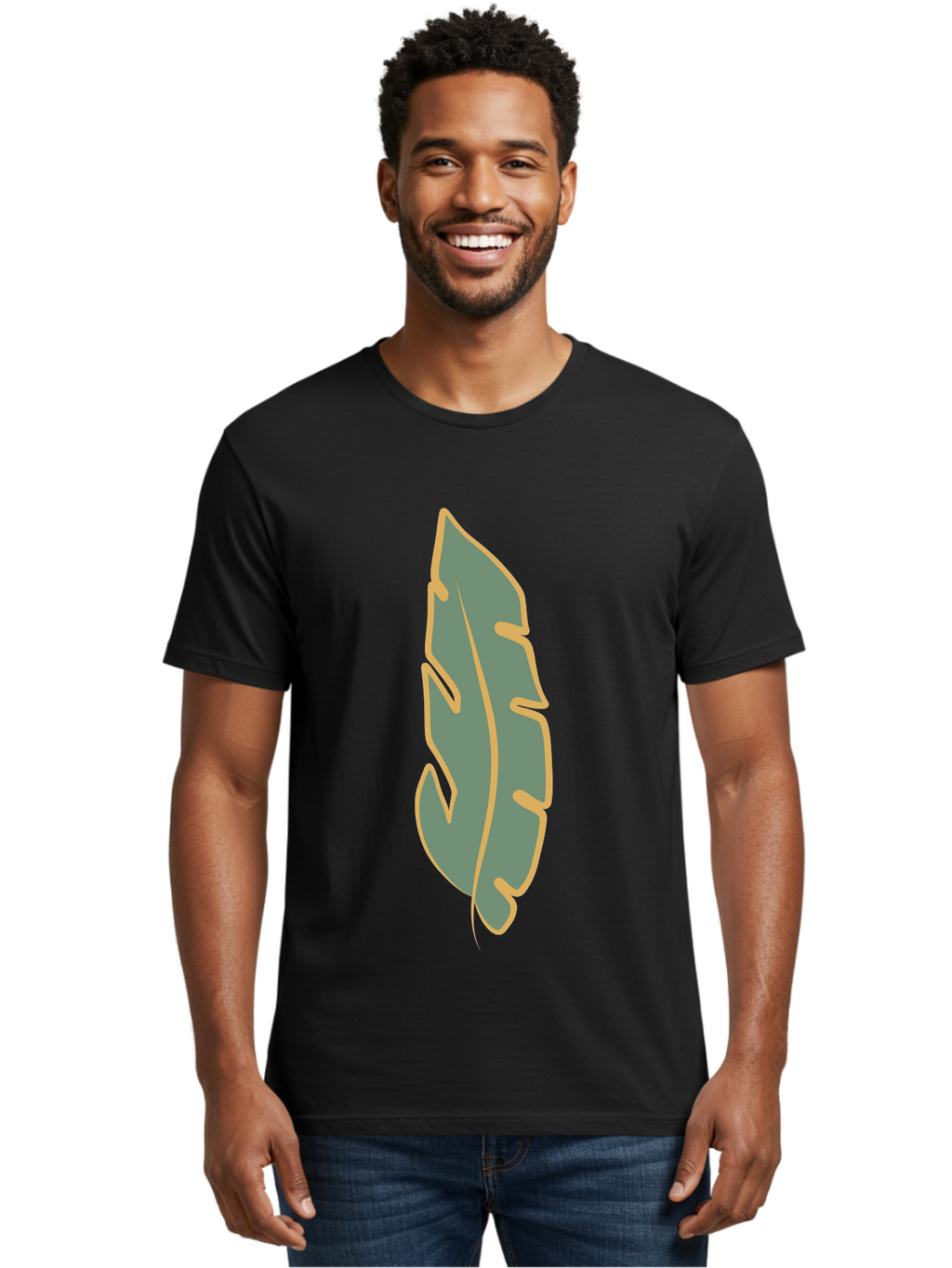 Feather Men'S Graphic Tee, 100% Cotton, Comfortable Casual Summer Wear, Machine Washable, Stylized Feather, Simple Design, Minimalist Art, Muted Colors, Soft Graphics, Digital Illustration, Abstract Shape, Symbolic Icon Aae017