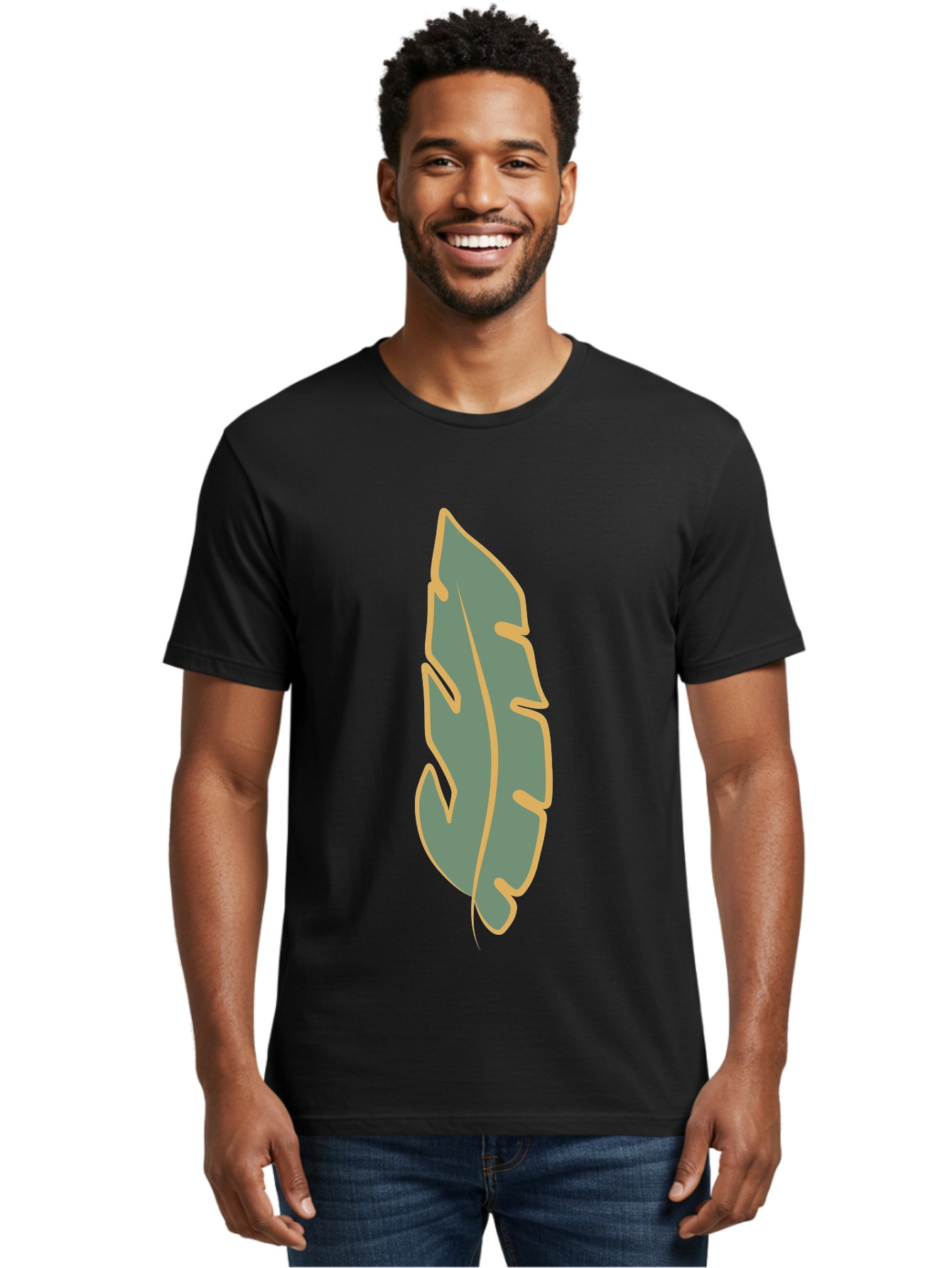 Feather Men'S Graphic Tee, 100% Cotton, Comfortable Casual Summer Wear, Machine Washable, Stylized Feather, Simple Design, Minimalist Art, Muted Colors, Soft Graphics, Digital Illustration, Abstract Shape, Symbolic Icon Aae017