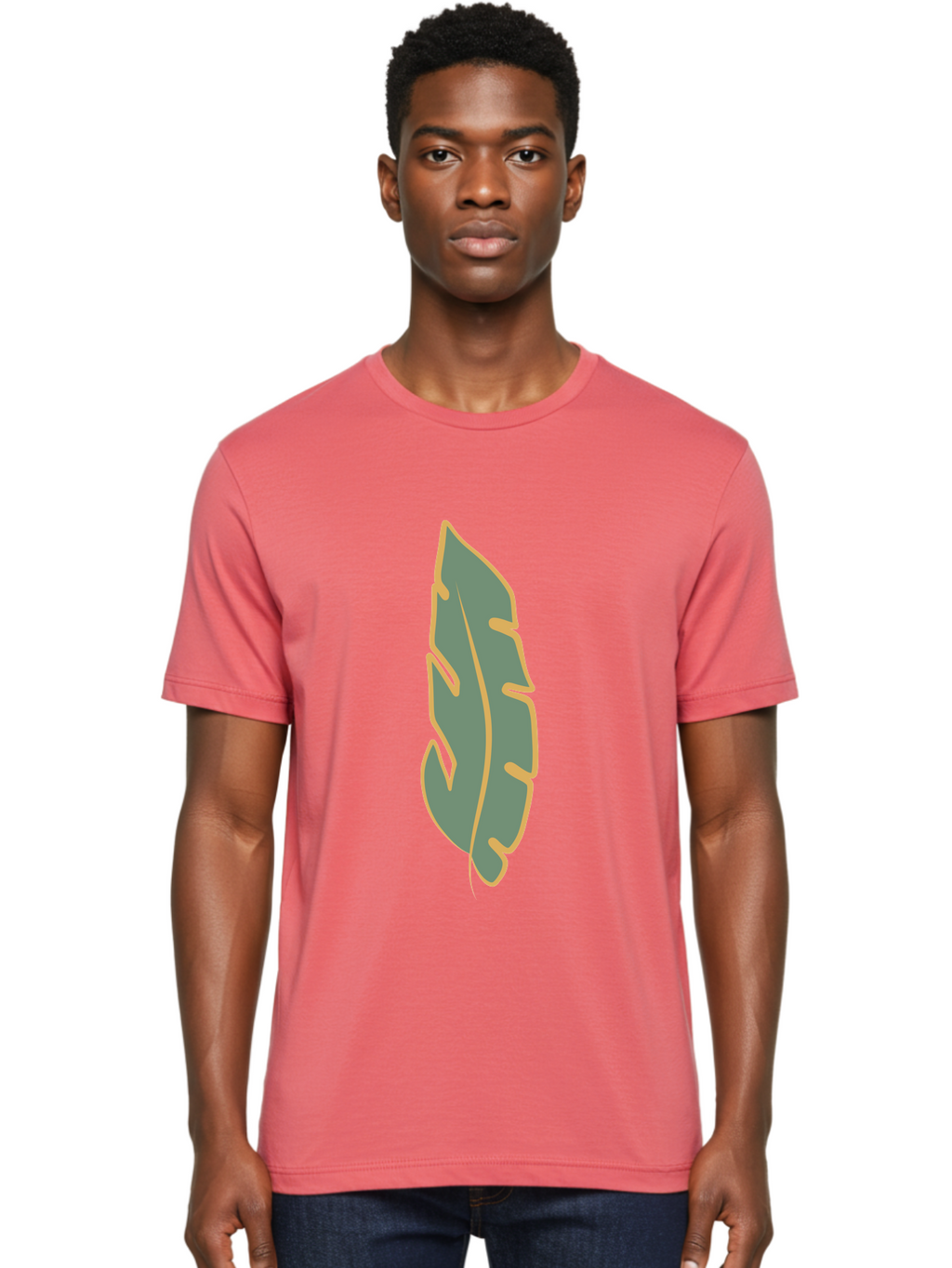 Feather Men'S Graphic Tee, 100% Cotton, Comfortable Casual Summer Wear, Machine Washable, Stylized Feather, Simple Design, Minimalist Art, Muted Colors, Soft Graphics, Digital Illustration, Abstract Shape, Symbolic Icon Aae017