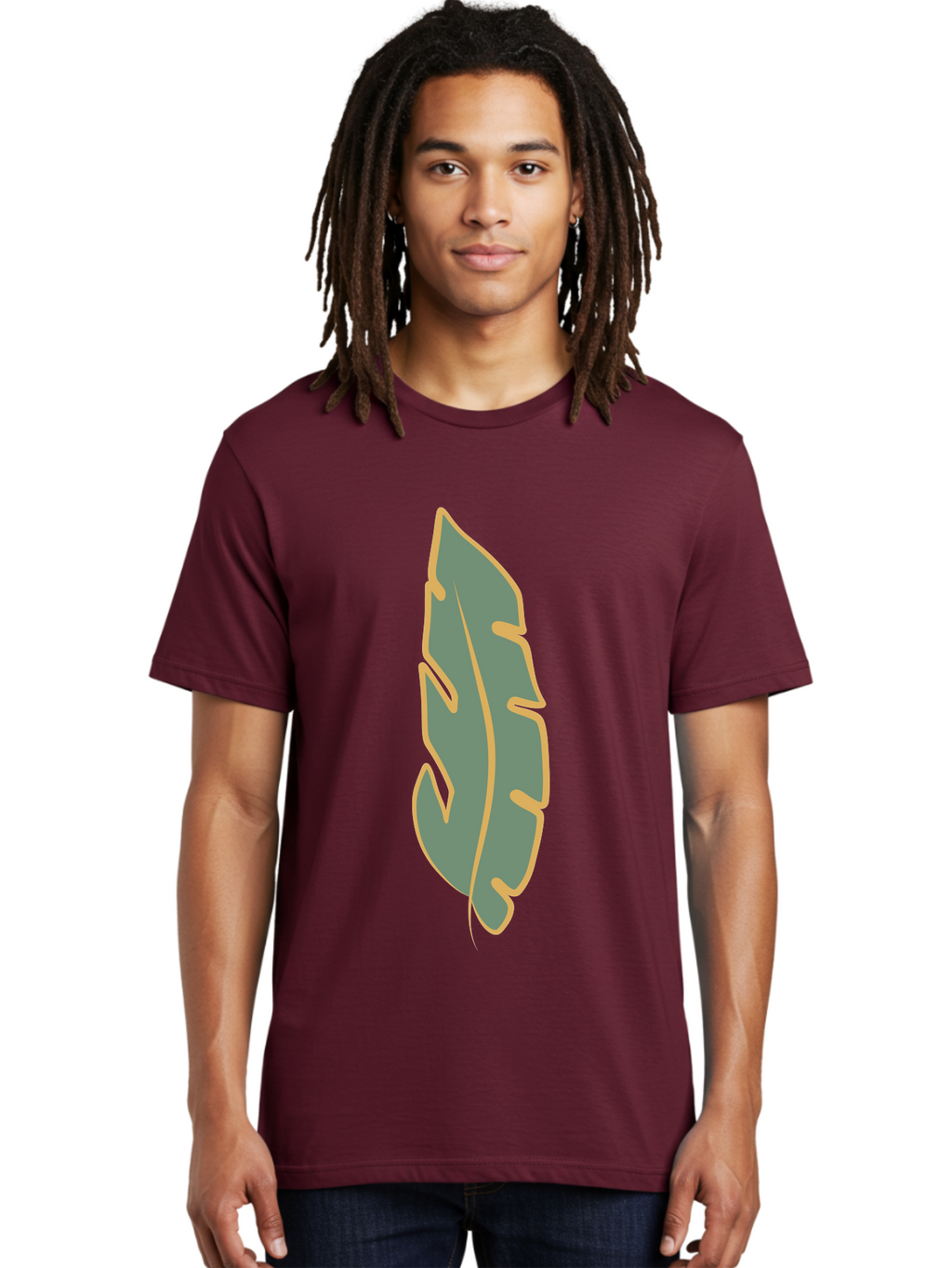 Feather Men'S Graphic Tee, 100% Cotton, Comfortable Casual Summer Wear, Machine Washable, Stylized Feather, Simple Design, Minimalist Art, Muted Colors, Soft Graphics, Digital Illustration, Abstract Shape, Symbolic Icon Aae017
