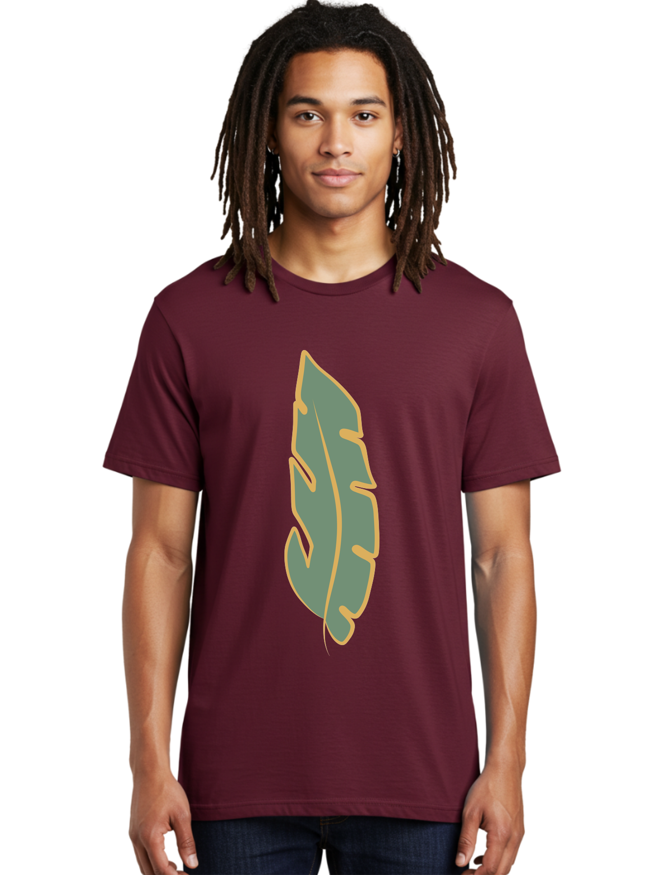 Feather Men'S Graphic Tee, 100% Cotton, Comfortable Casual Summer Wear, Machine Washable, Stylized Feather, Simple Design, Minimalist Art, Muted Colors, Soft Graphics, Digital Illustration, Abstract Shape, Symbolic Icon Aae017