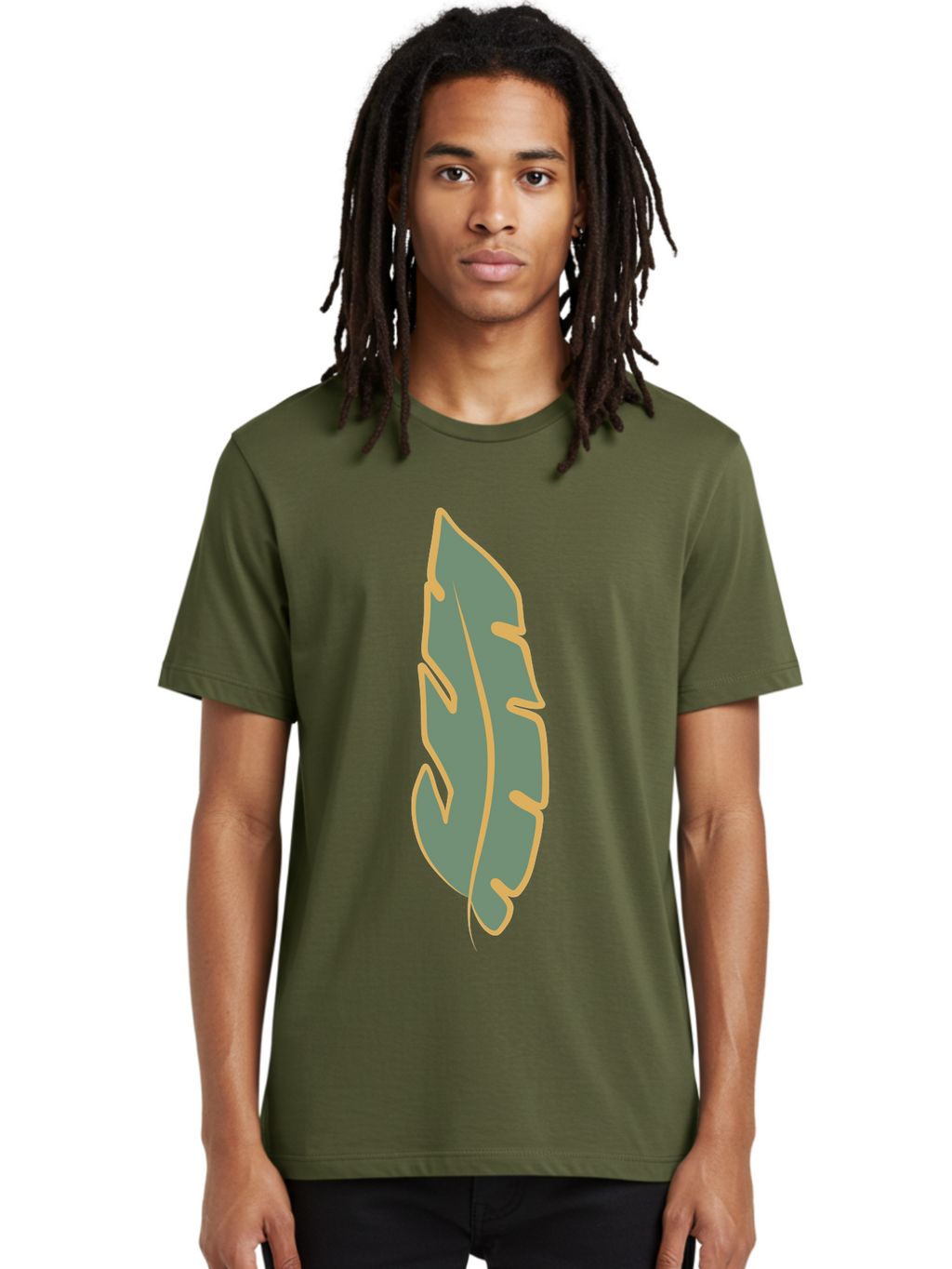 Feather Men'S Graphic Tee, 100% Cotton, Comfortable Casual Summer Wear, Machine Washable, Stylized Feather, Simple Design, Minimalist Art, Muted Colors, Soft Graphics, Digital Illustration, Abstract Shape, Symbolic Icon Aae017