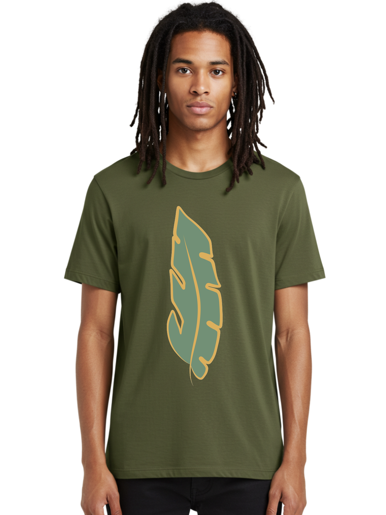 Feather Men'S Graphic Tee, 100% Cotton, Comfortable Casual Summer Wear, Machine Washable, Stylized Feather, Simple Design, Minimalist Art, Muted Colors, Soft Graphics, Digital Illustration, Abstract Shape, Symbolic Icon Aae017