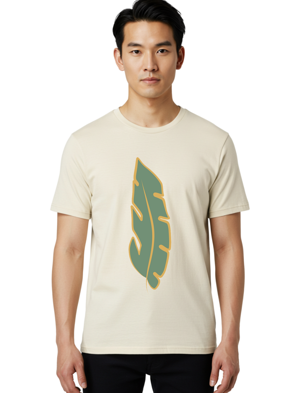 Feather Men'S Graphic Tee, 100% Cotton, Comfortable Casual Summer Wear, Machine Washable, Stylized Feather, Simple Design, Minimalist Art, Muted Colors, Soft Graphics, Digital Illustration, Abstract Shape, Symbolic Icon Aae017