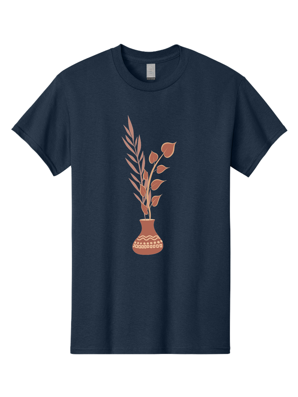 Floral-Vase Men'S Graphic Tee, 100% Cotton, Comfortable Casual Summer Wear, Machine Washable, Decorative Vase, Leaves, Flowers, Floral Arrangement, Home Decor, Minimalist Design, Elegant Vase, Simple Flowers, Decorative Elements, Aae018