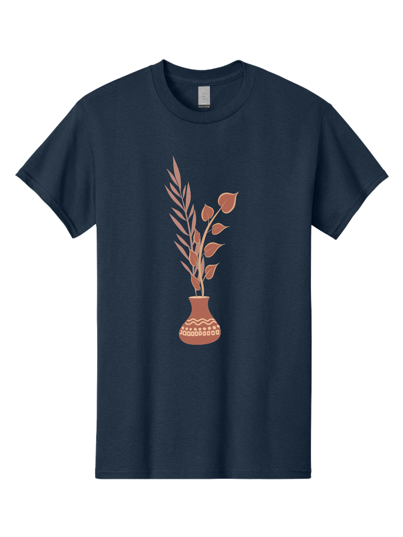 Floral-Vase Men'S Graphic Tee, 100% Cotton, Comfortable Casual Summer Wear, Machine Washable, Decorative Vase, Leaves, Flowers, Floral Arrangement, Home Decor, Minimalist Design, Elegant Vase, Simple Flowers, Decorative Elements, Aae018