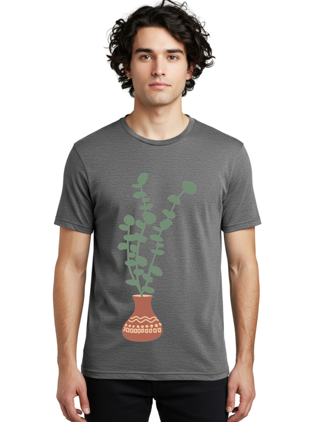 Flowers-In-Vase Men'S Graphic Tee, 100% Cotton, Comfortable Casual Summer Wear, Machine Washable, Vase With Flowers, Decorative Elements, Artistic Design, Floral Arrangement, Intricate Patterns, Modern Illustration, Digital Art Aae021