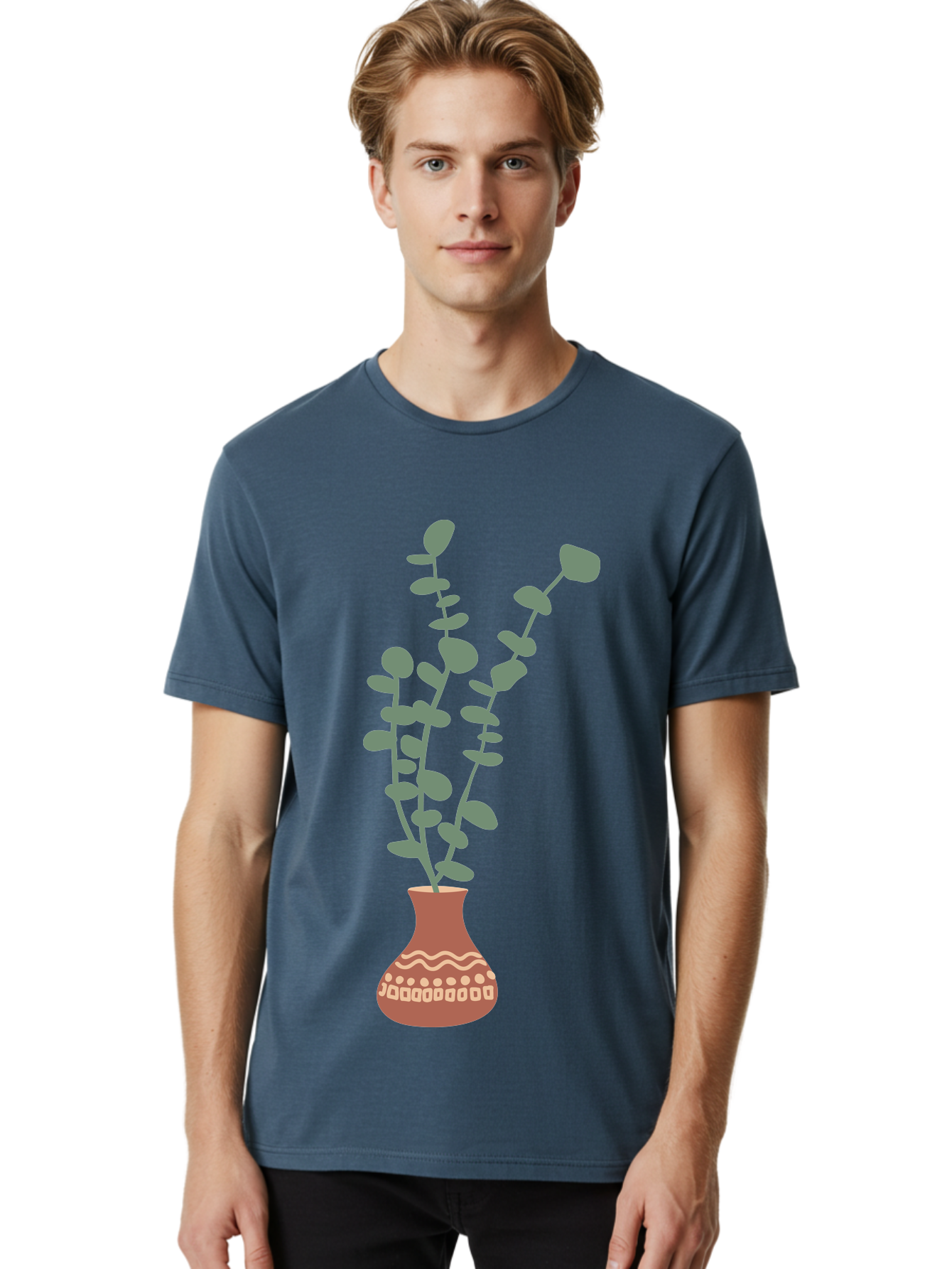 Flowers-In-Vase Men'S Graphic Tee, 100% Cotton, Comfortable Casual Summer Wear, Machine Washable, Vase With Flowers, Decorative Elements, Artistic Design, Floral Arrangement, Intricate Patterns, Modern Illustration, Digital Art Aae021