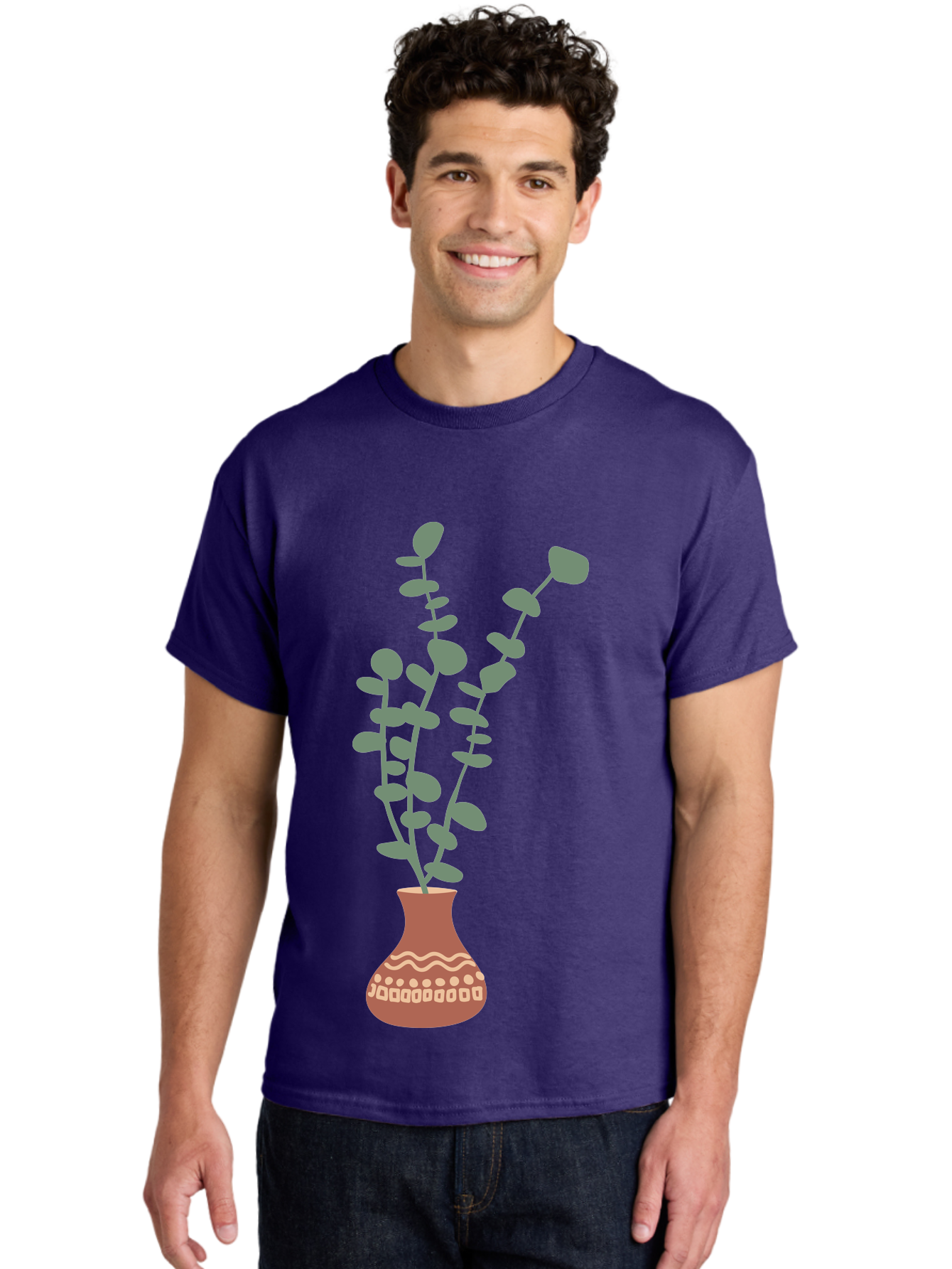 Flowers-In-Vase Men'S Graphic Tee, 100% Cotton, Comfortable Casual Summer Wear, Machine Washable, Vase With Flowers, Decorative Elements, Artistic Design, Floral Arrangement, Intricate Patterns, Modern Illustration, Digital Art Aae021
