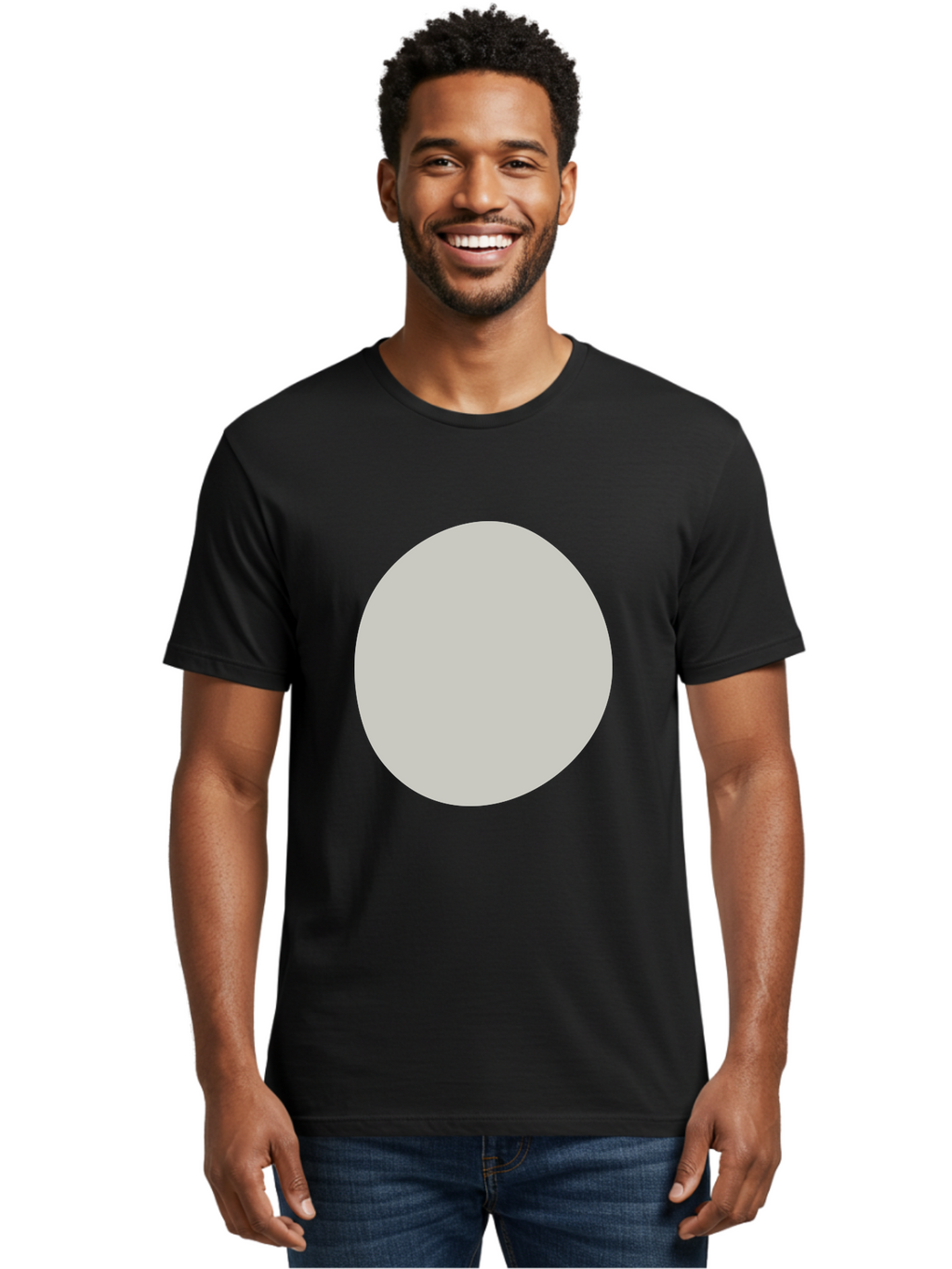 Gray-Circle Men'S Graphic Tee, 100% Cotton, Comfortable Casual Summer Wear, Machine Washable, Gray Circle, Simple Shape, Minimalist Design, Abstract Art, Geometric Figure, Modern Aesthetic, Clean Lines Aae023